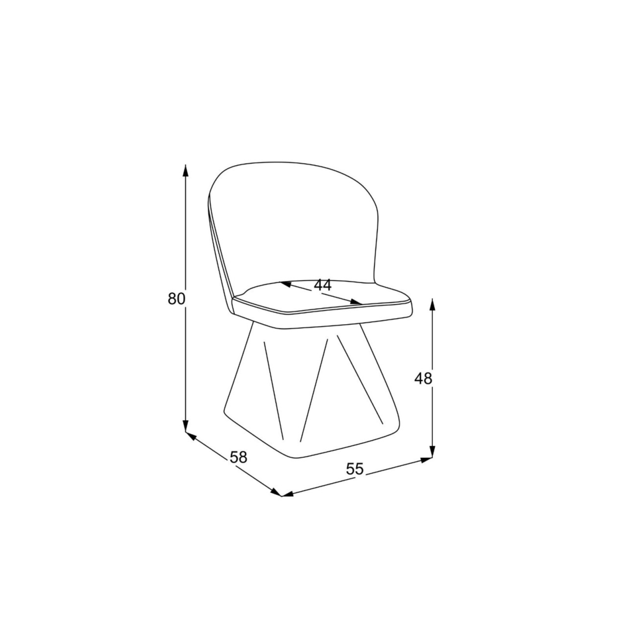 Set of swivel dining chairs "Piyan" upholstered in dark grey fabric cm 55x58 80h