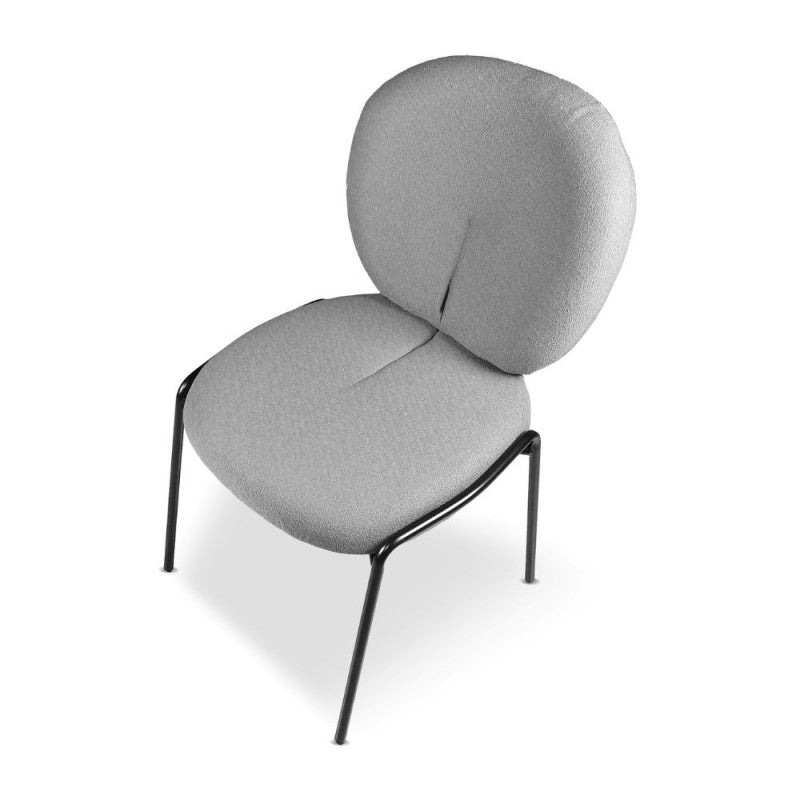 Set of "Sirio" dining chairs upholstered in Teddy fabric with black metal legs, 53x39 cm, 94h