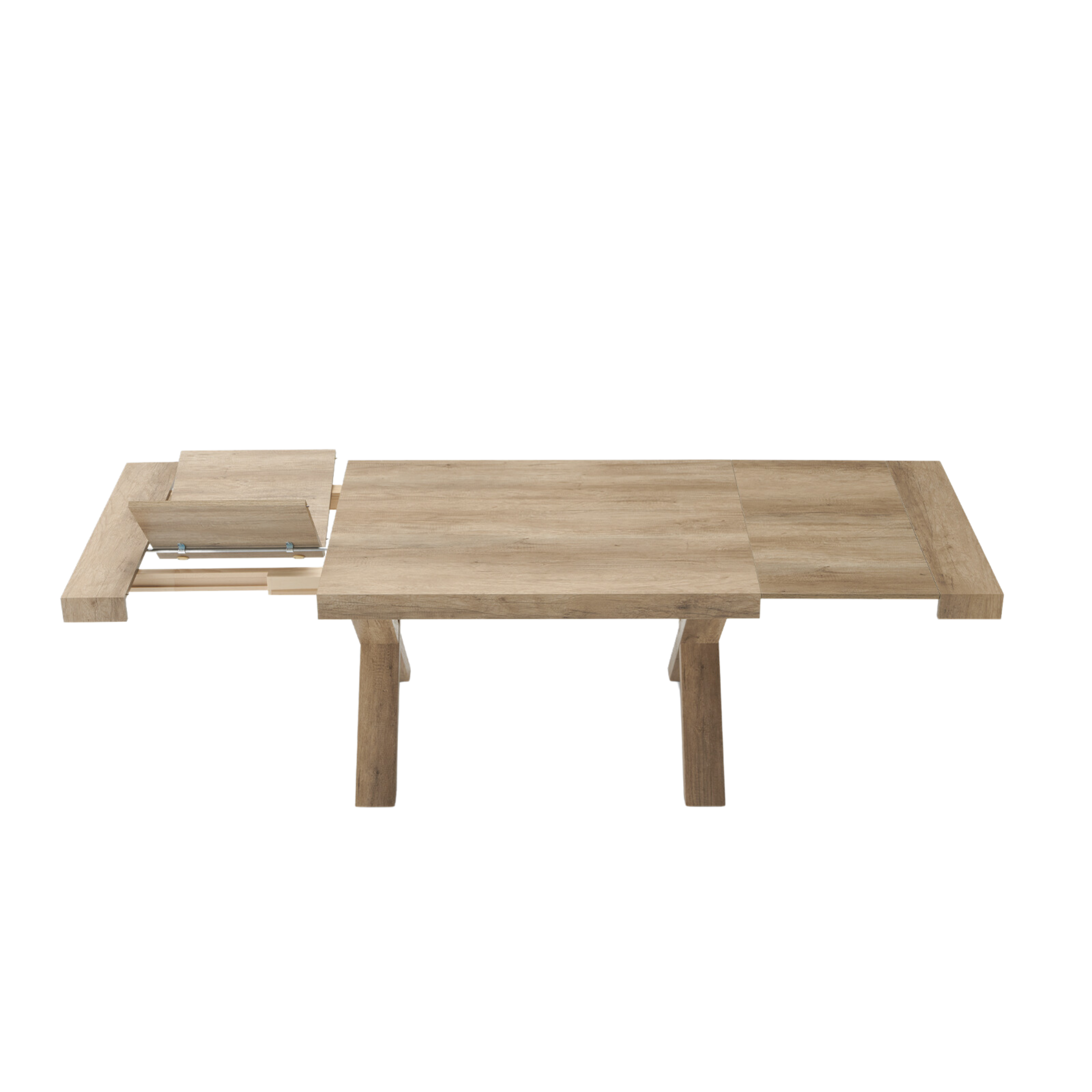 "Barton" extendable dining table with wood-effect laminate extensions, 160/260x90 cm, 76h