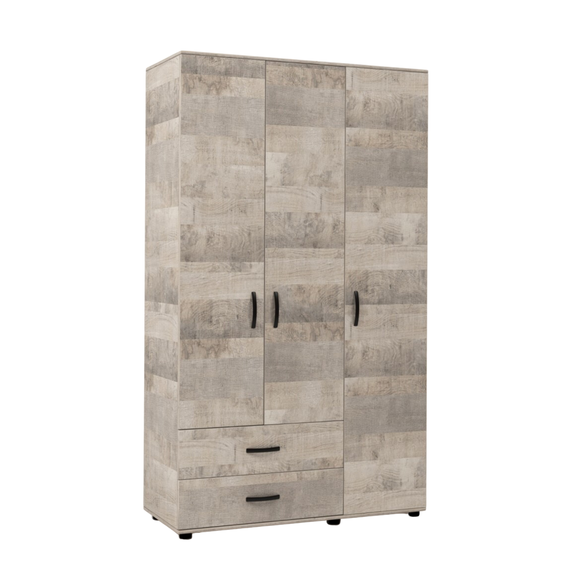 Modern "Classy" wooden wardrobe with 3 doors and 2 drawers, 120x52 cm, 205 cm high