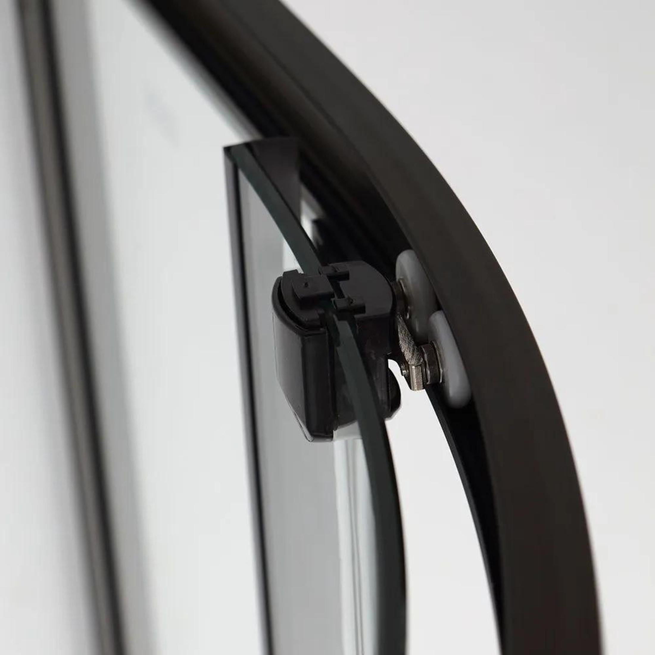 Semicircular shower enclosure "Cielo" in clear glass and matt black profile h 190 cm