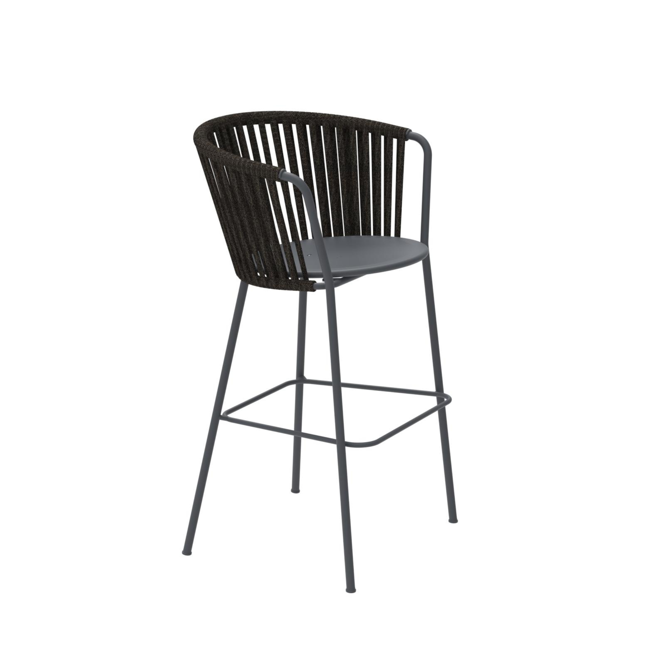 High stainless steel and rope "Daisy Rope" garden stool, 62x53 cm, 104 cm high.