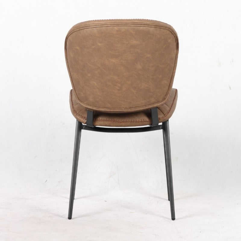 Set of "Elice" dining chairs upholstered in eco-leather with black metal legs, 47.5x65.5 cm, 85 cm high.