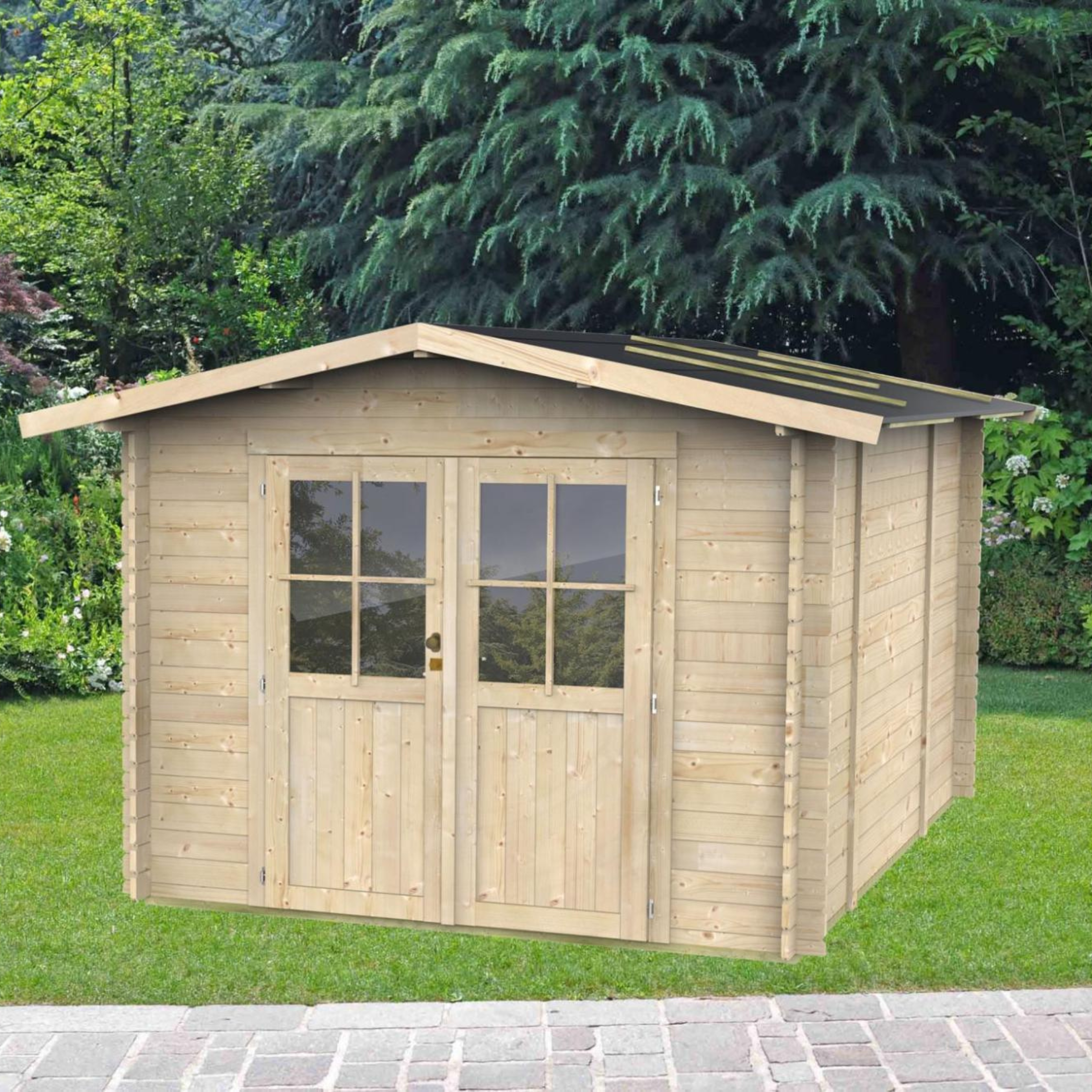 "Opera" wooden garden house, 215x250 cm, 207 cm high, double door with windows