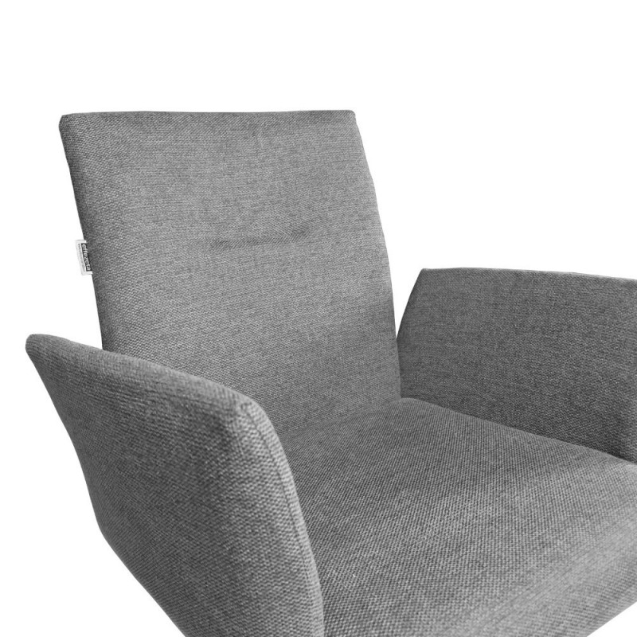 Set of "Mosaic" swivel dining chairs upholstered in fabric with black metal legs cm 66x63 88h