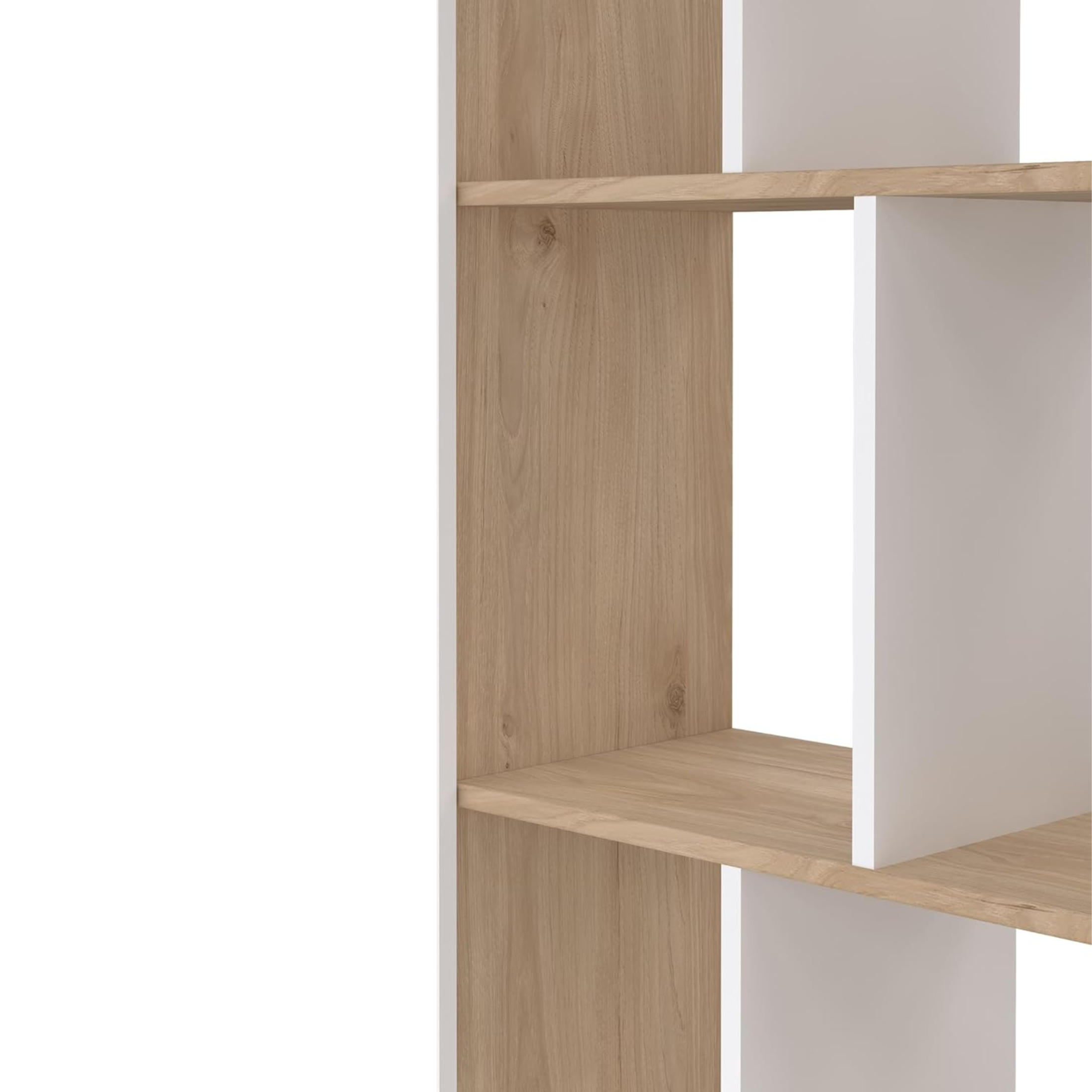 "Maze" modern tall open bookcase with 5 wooden shelves for the living room, 80x29.5 cm, 173.5 cm high