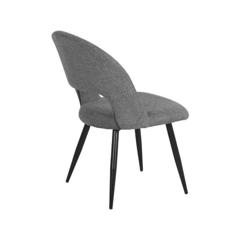 Set of "Lunetta" dining chairs upholstered in fabric with black metal legs, 50x48 cm, 84h