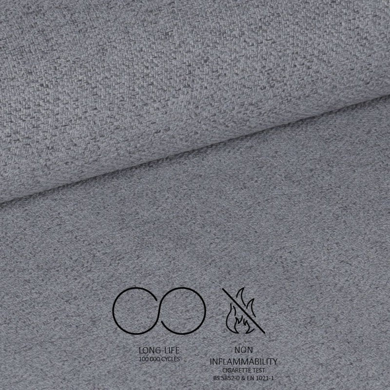 Set of "Simo" dining chairs upholstered in fabric and eco-leather with metal legs, 52x60 cm, 87h