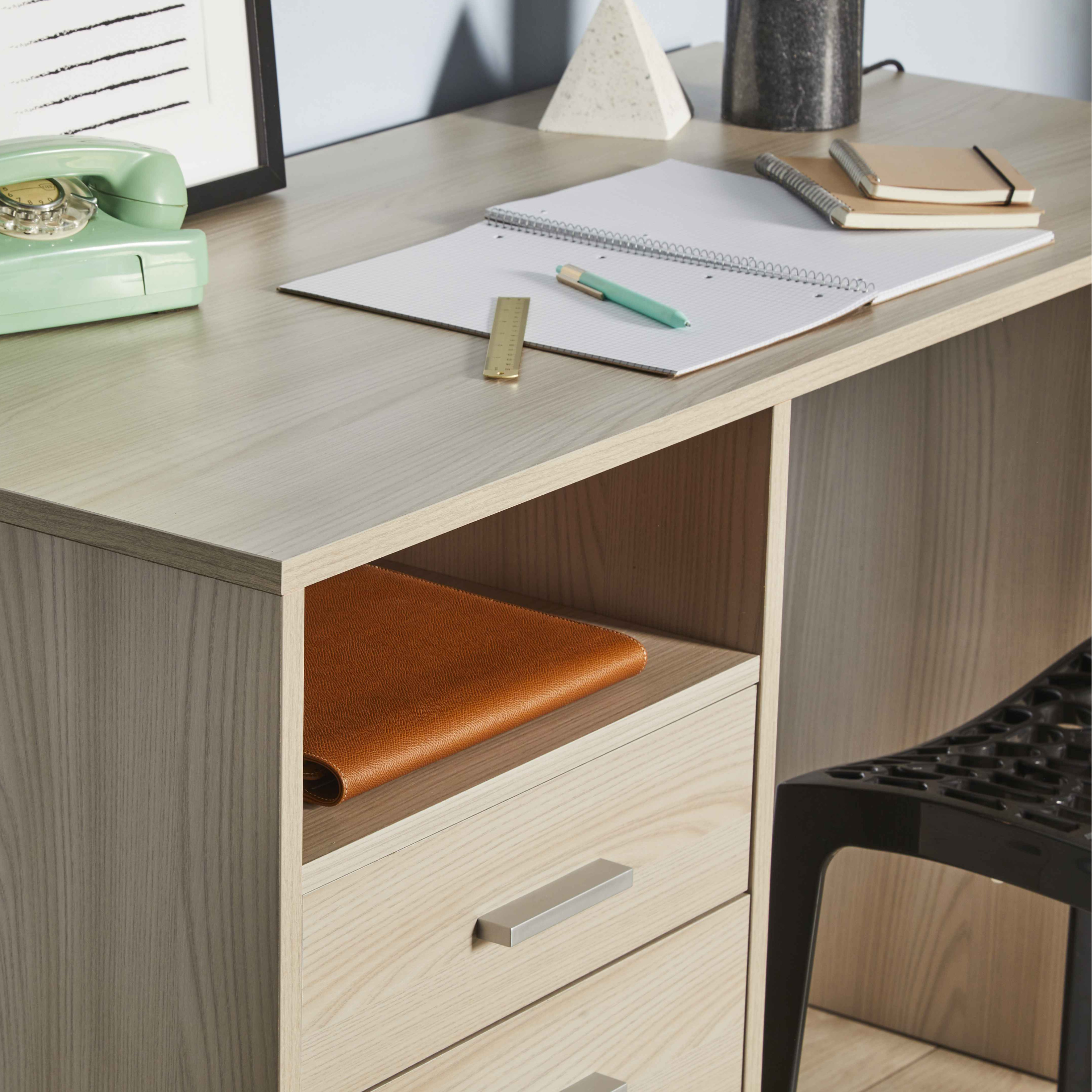 Space-saving 4-drawer wooden desk "Tokyo" 120x55 cm 76h