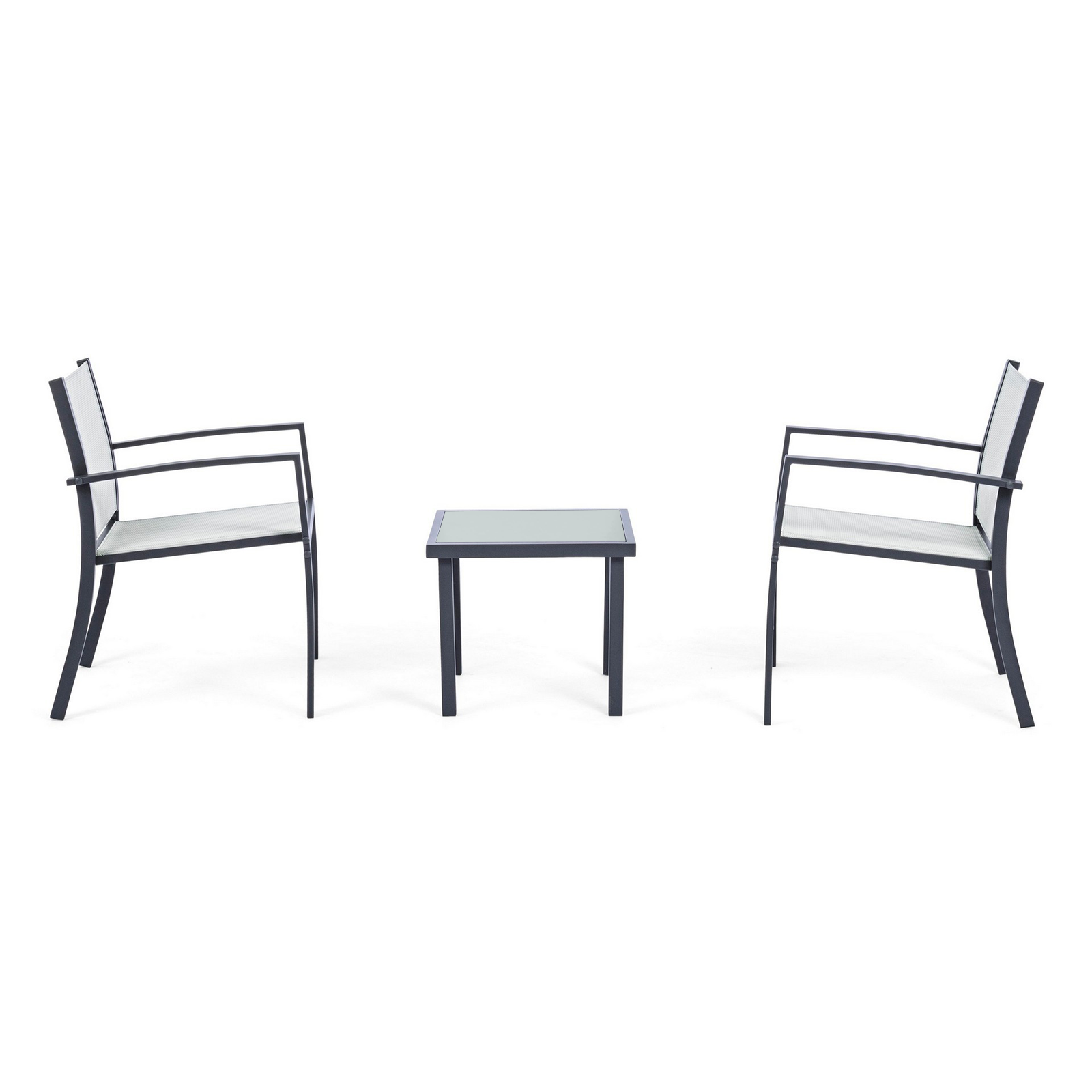 "Havana" steel garden lounge set with coffee table and 2 armchairs