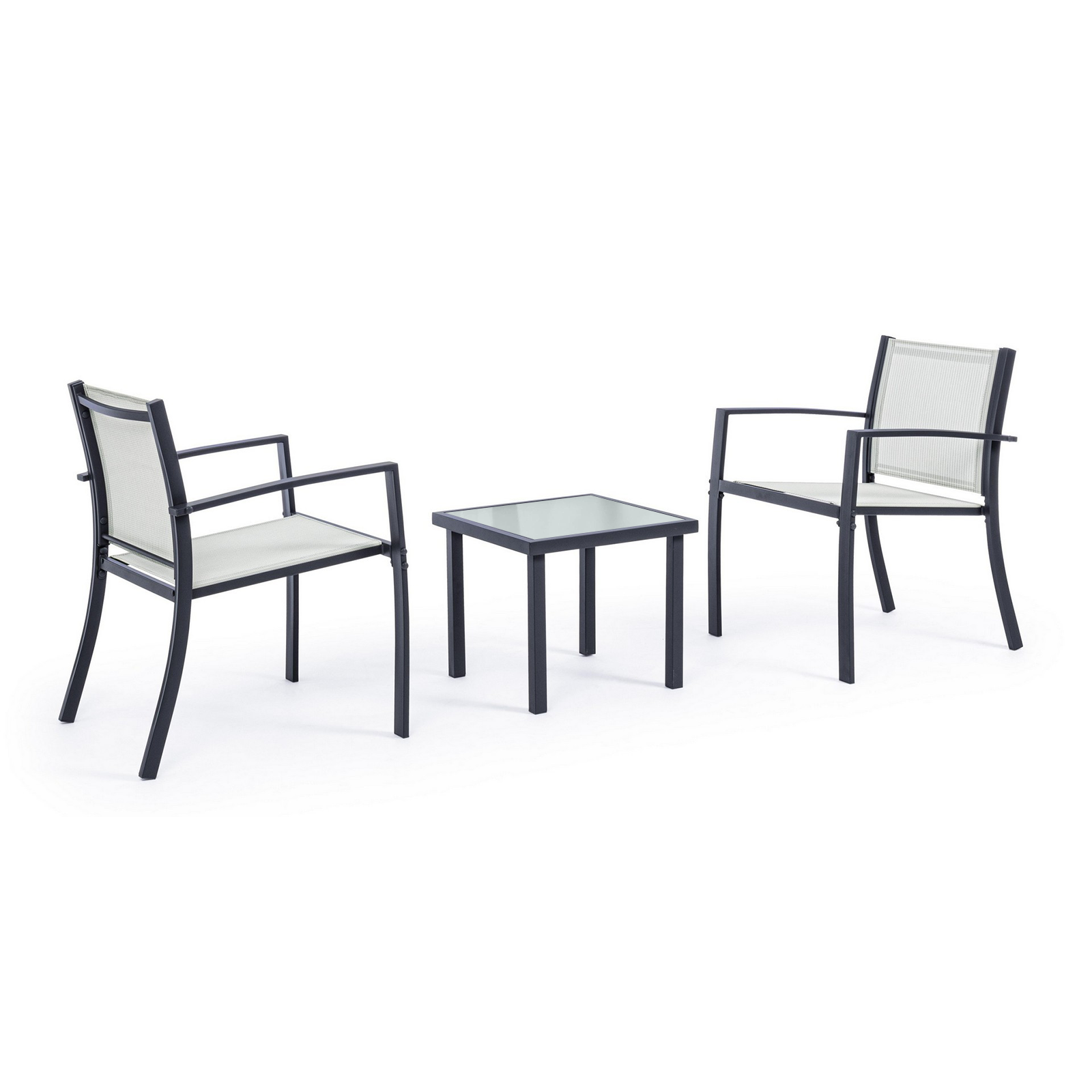 "Havana" steel garden lounge set with coffee table and 2 armchairs