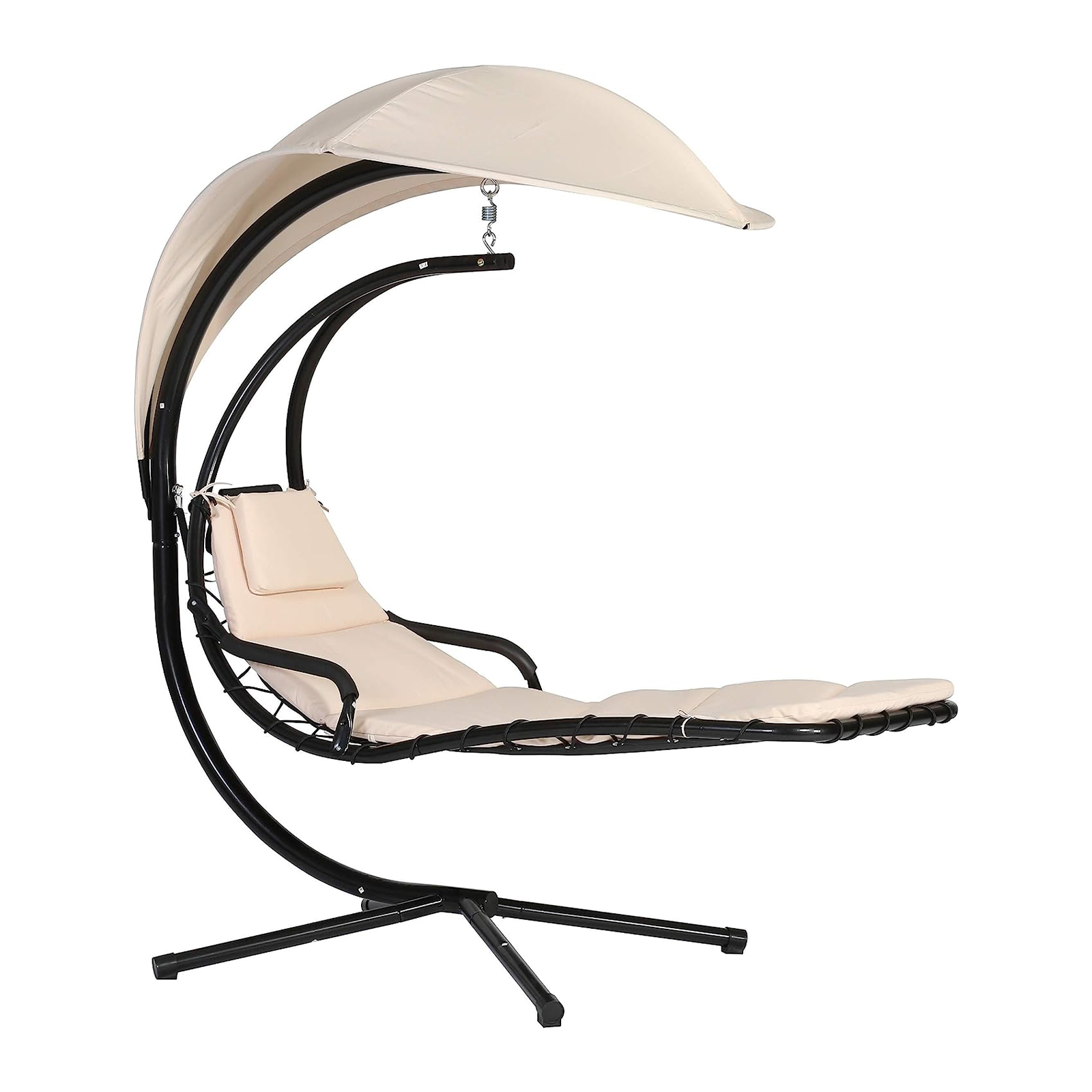 "Ground" steel garden swing bed with cushion and canopy, 197x104 cm, 200 cm high