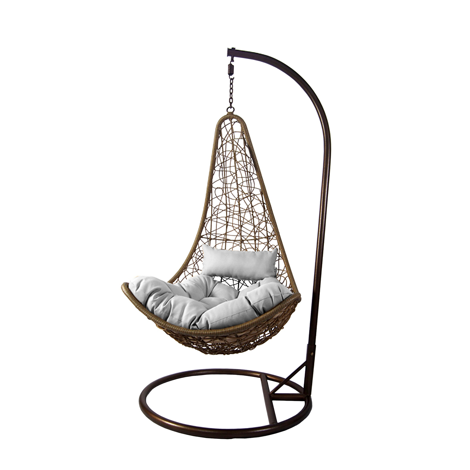 "Rat" hanging rocking chair for the garden in metal with cushions 95x95 cm 195h