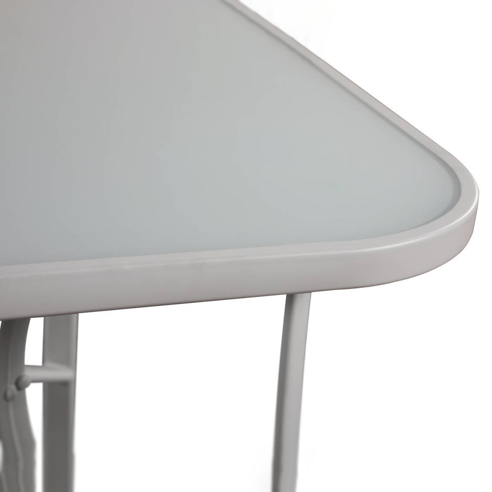 "Giove" metal dining table with tempered glass top and umbrella holder for the garden