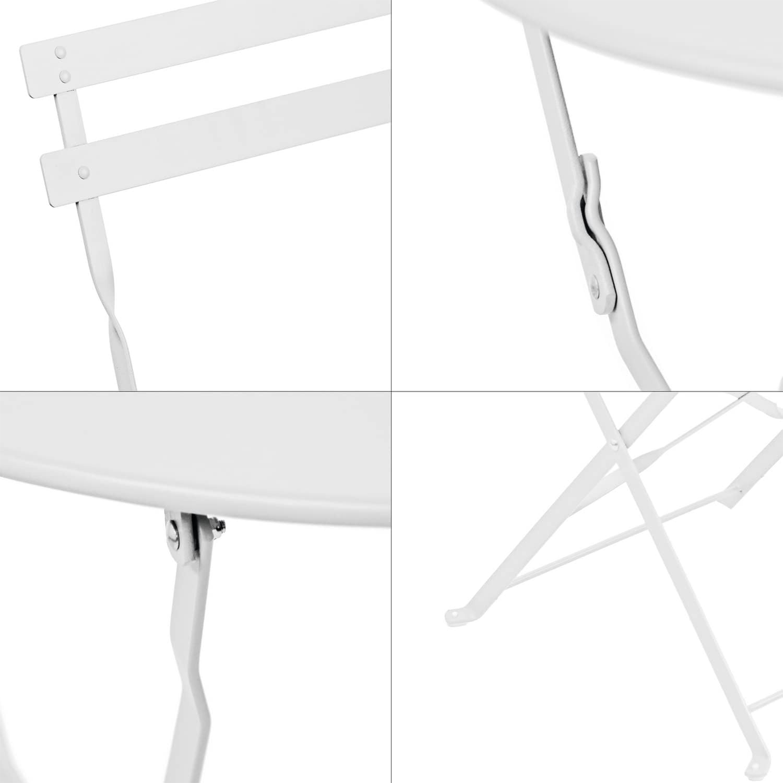 "Giotto" steel dining set with 2 chairs and a folding round table