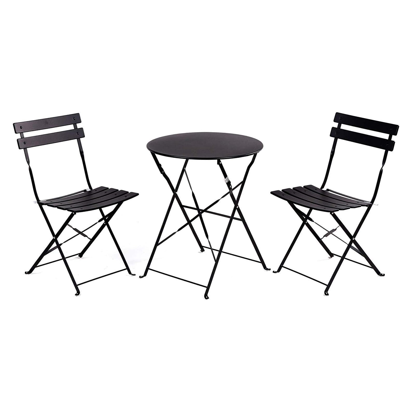"Giotto" steel dining set with 2 chairs and a folding round table