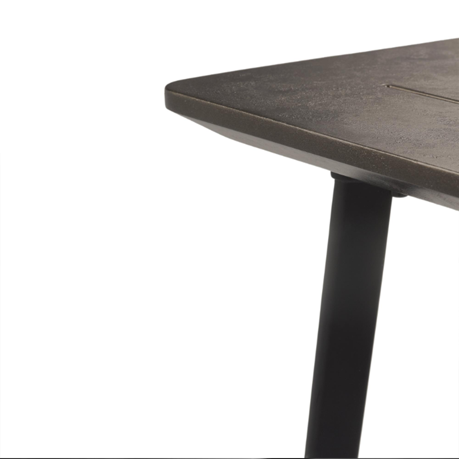 "Cast Iron" resin dining table with cast iron effect top for the garden, 150x90 cm, 74h