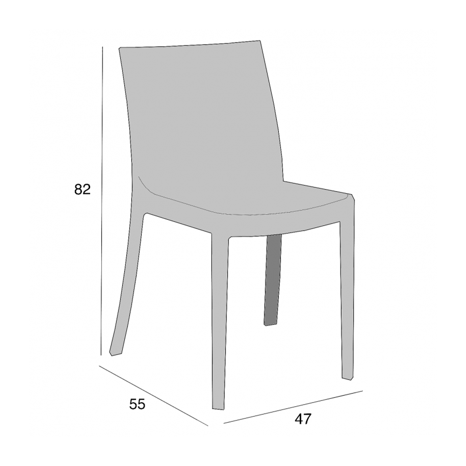 Set of stackable garden chairs "Perla" in non-slip polypropylene for dining, 47x55 cm, 82h