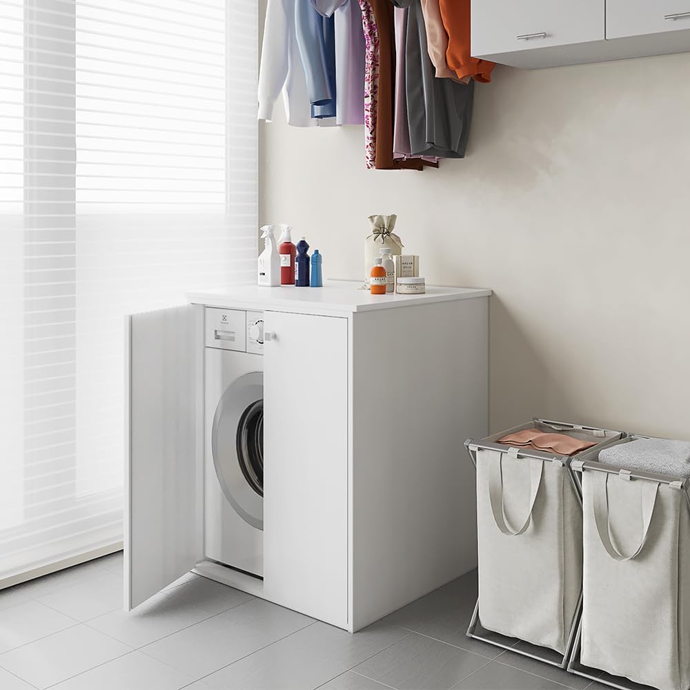 "Niji" washing machine cover in PVC with magnetic closure and adjustable feet, 60x70 cm, 90 cm high