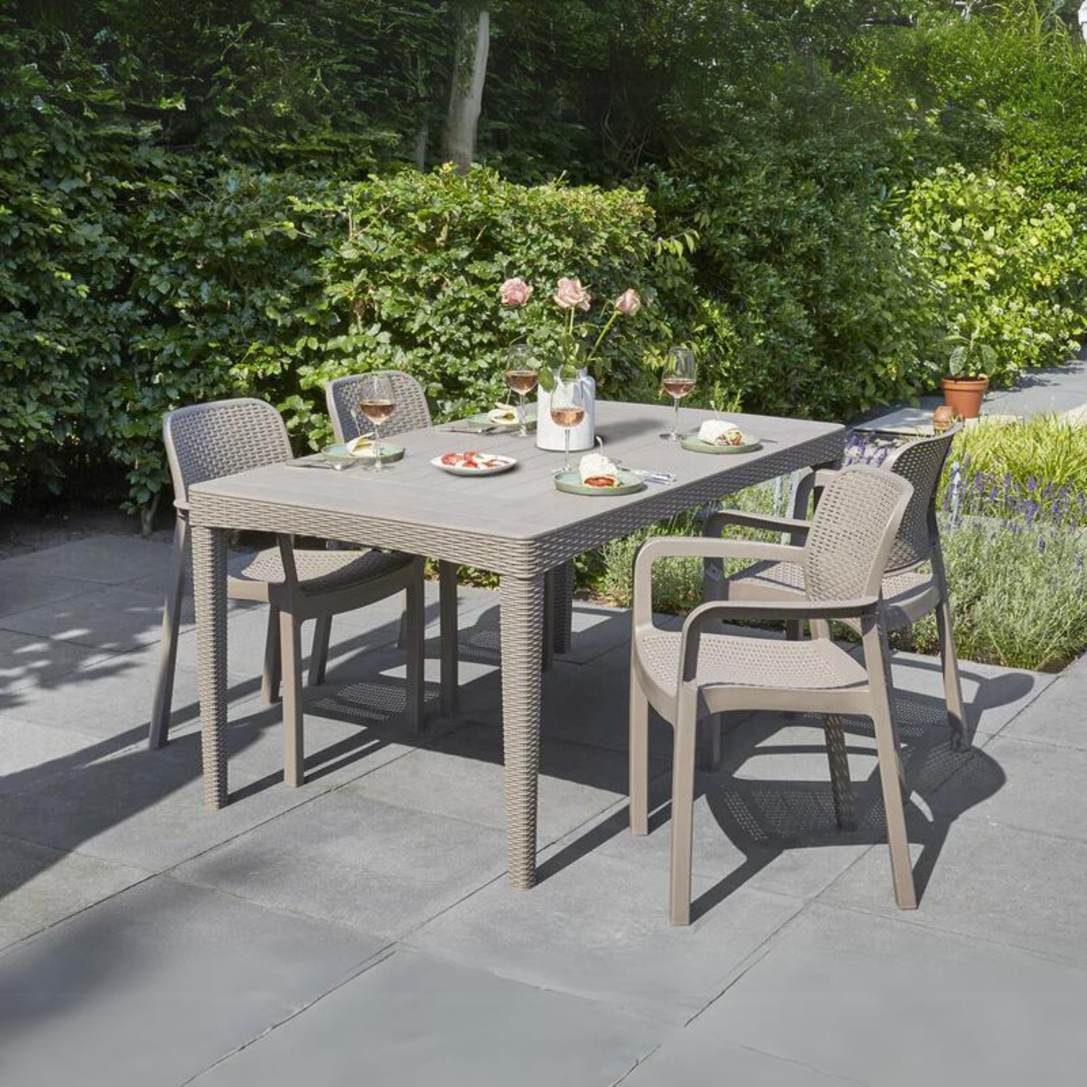 6-seater "Giron" resin garden table, 160x90 cm, 74 cm high