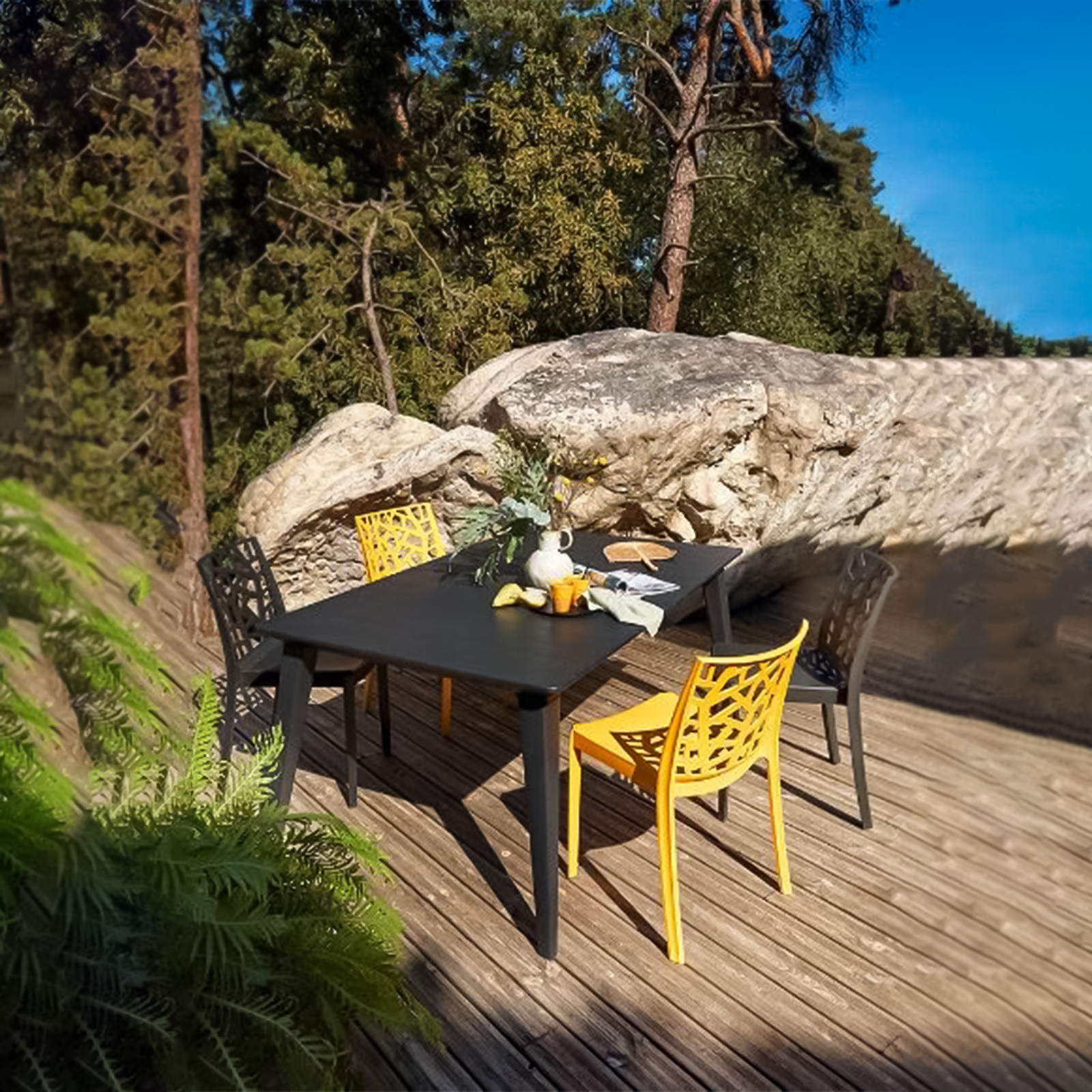 Set of stackable garden chairs "Matrix" in resistant polypropylene 47x55 cm 82h