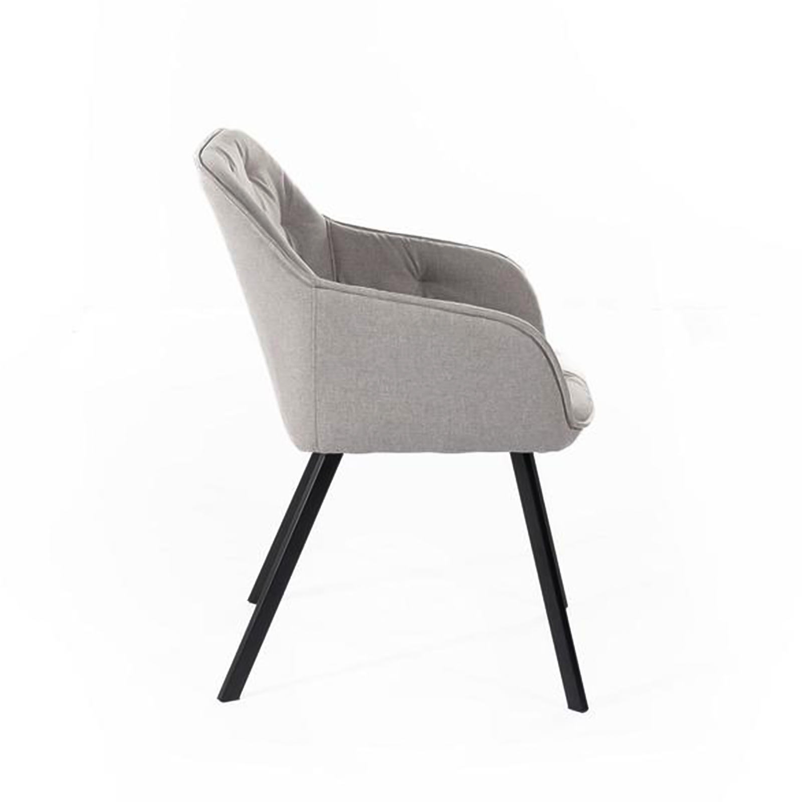 Set of "Dalia" upholstered living room chairs in fabric with painted metal legs, 55x60 cm, 79h