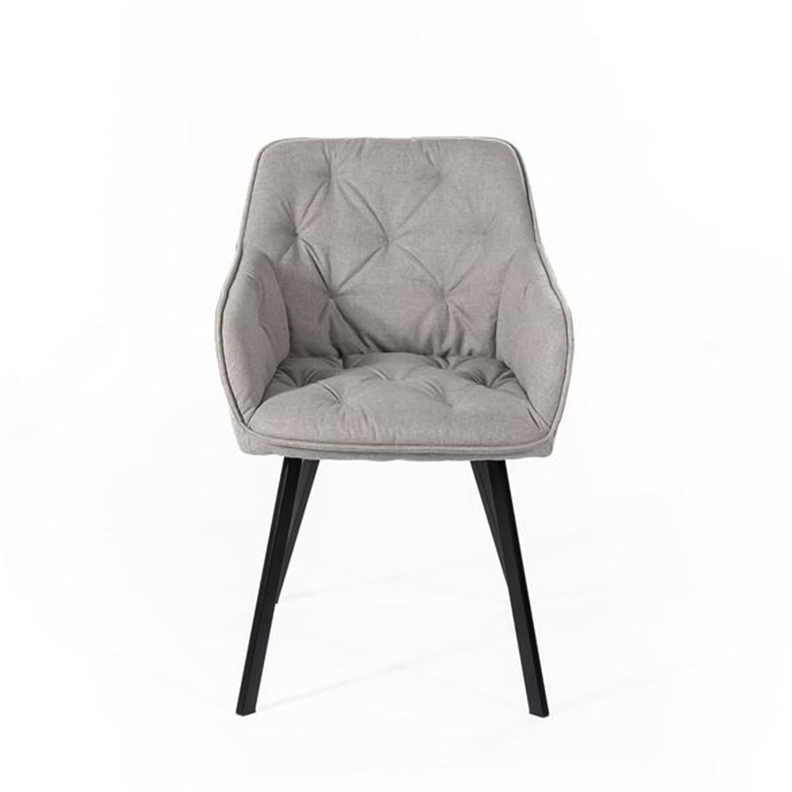 Set of "Dalia" upholstered living room chairs in fabric with painted metal legs, 55x60 cm, 79h