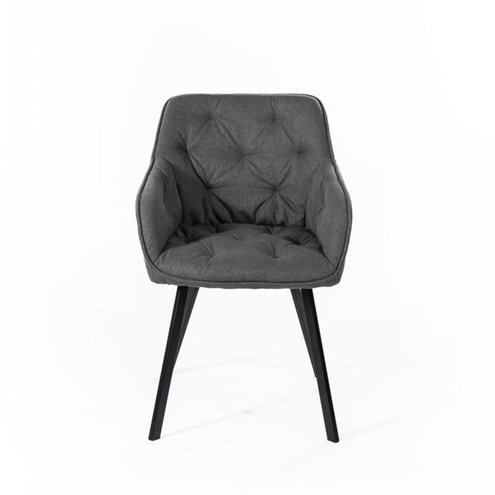 Set of "Dalia" upholstered living room chairs in fabric with painted metal legs, 55x60 cm, 79h