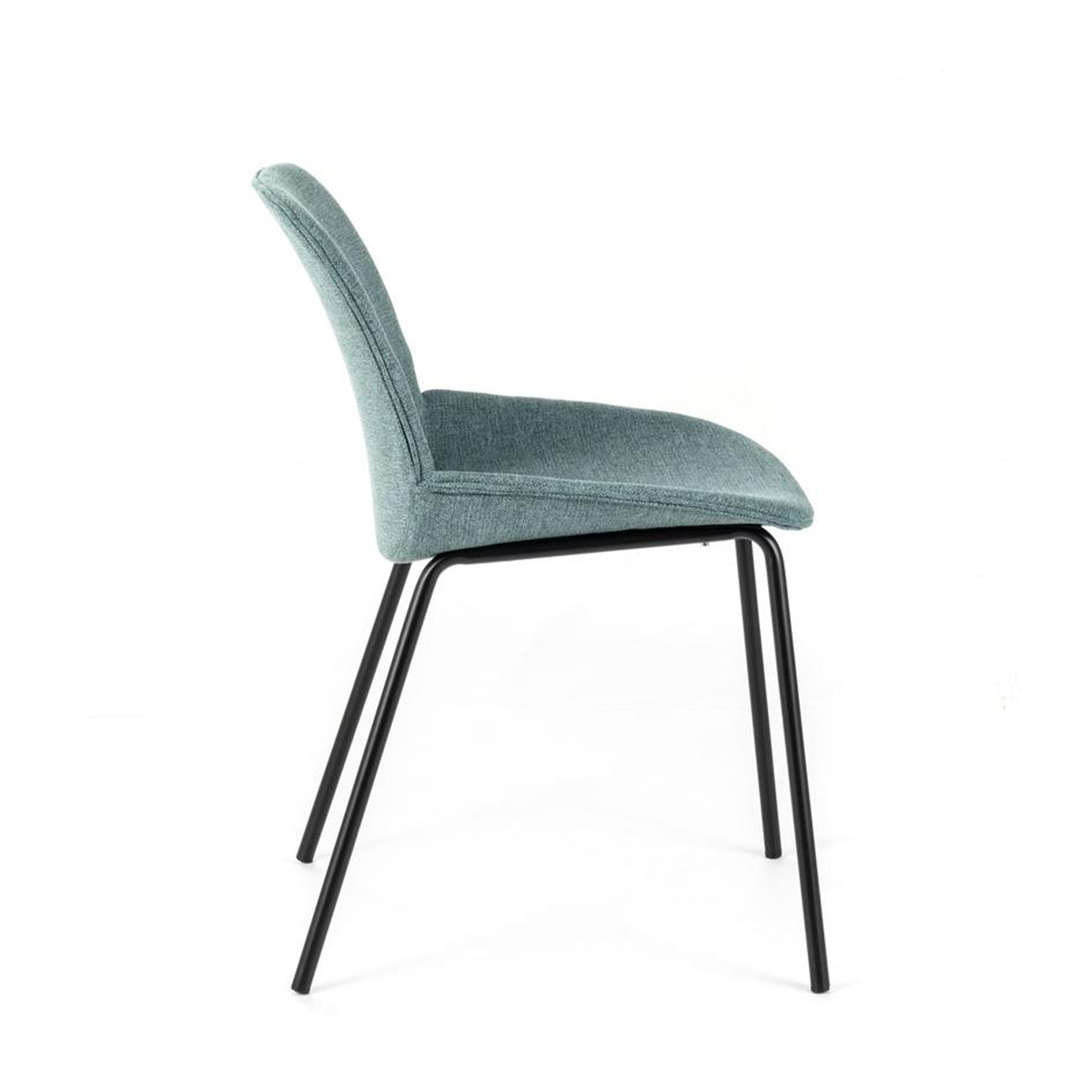 Set of "Sami" fabric dining chairs with elegant modern painted metal legs