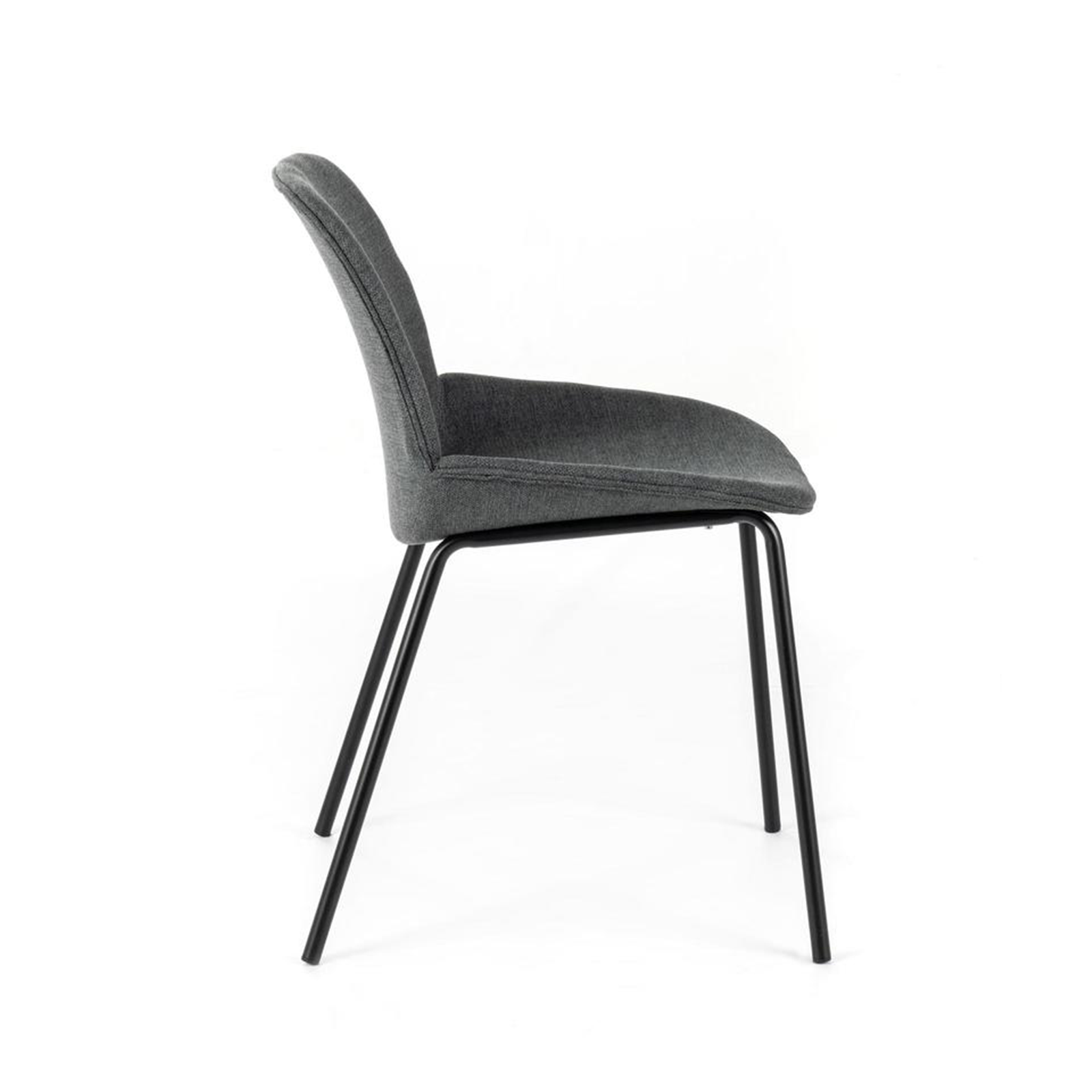 Set of "Sami" fabric dining chairs with elegant modern painted metal legs