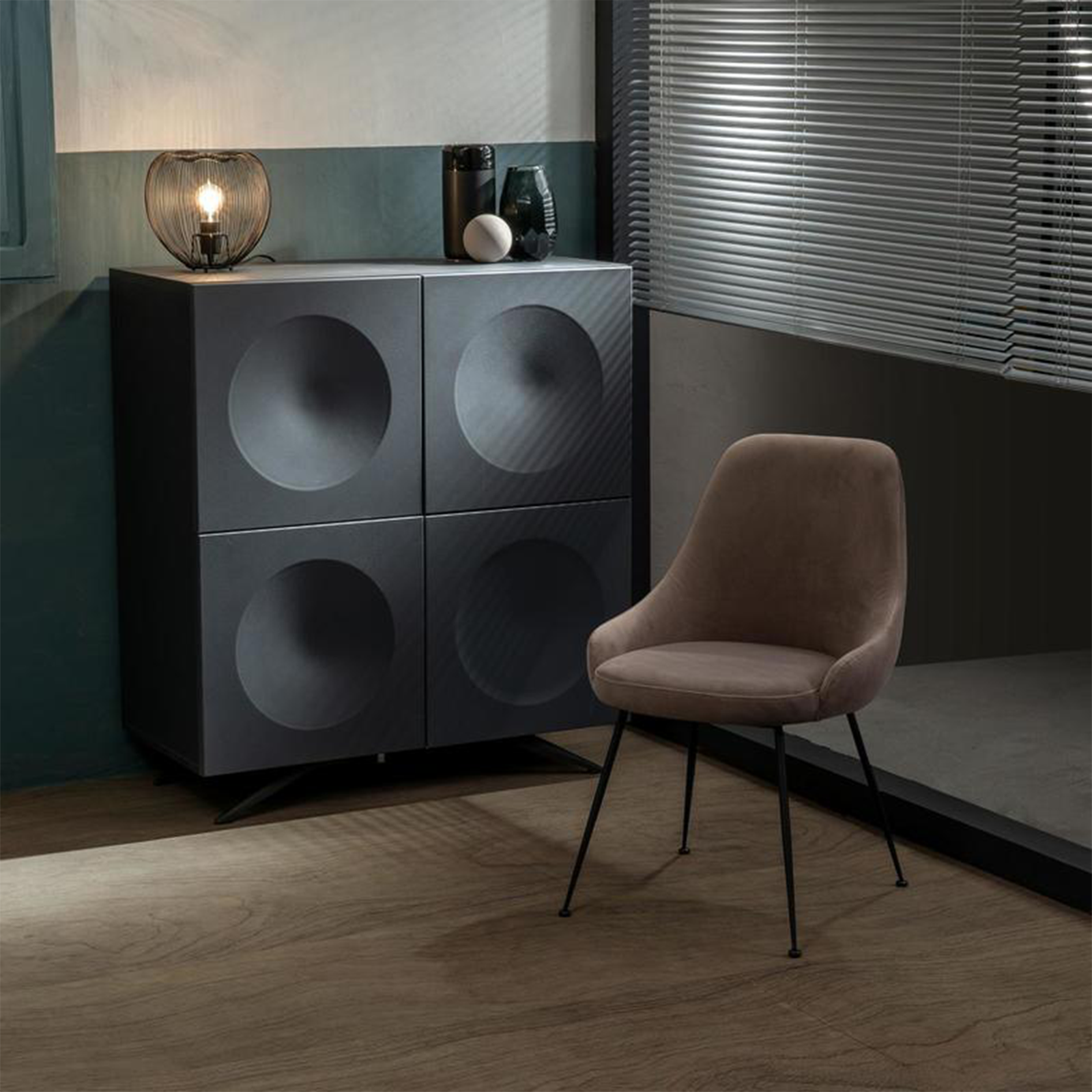 Modern padded chair "Alyssa" velvet effect cm 49.5x48.5 80h