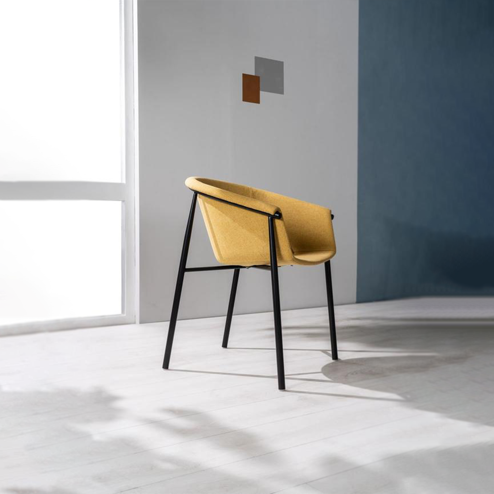 Set of elegant modern "Orchidea" fabric chairs with painted metal frame