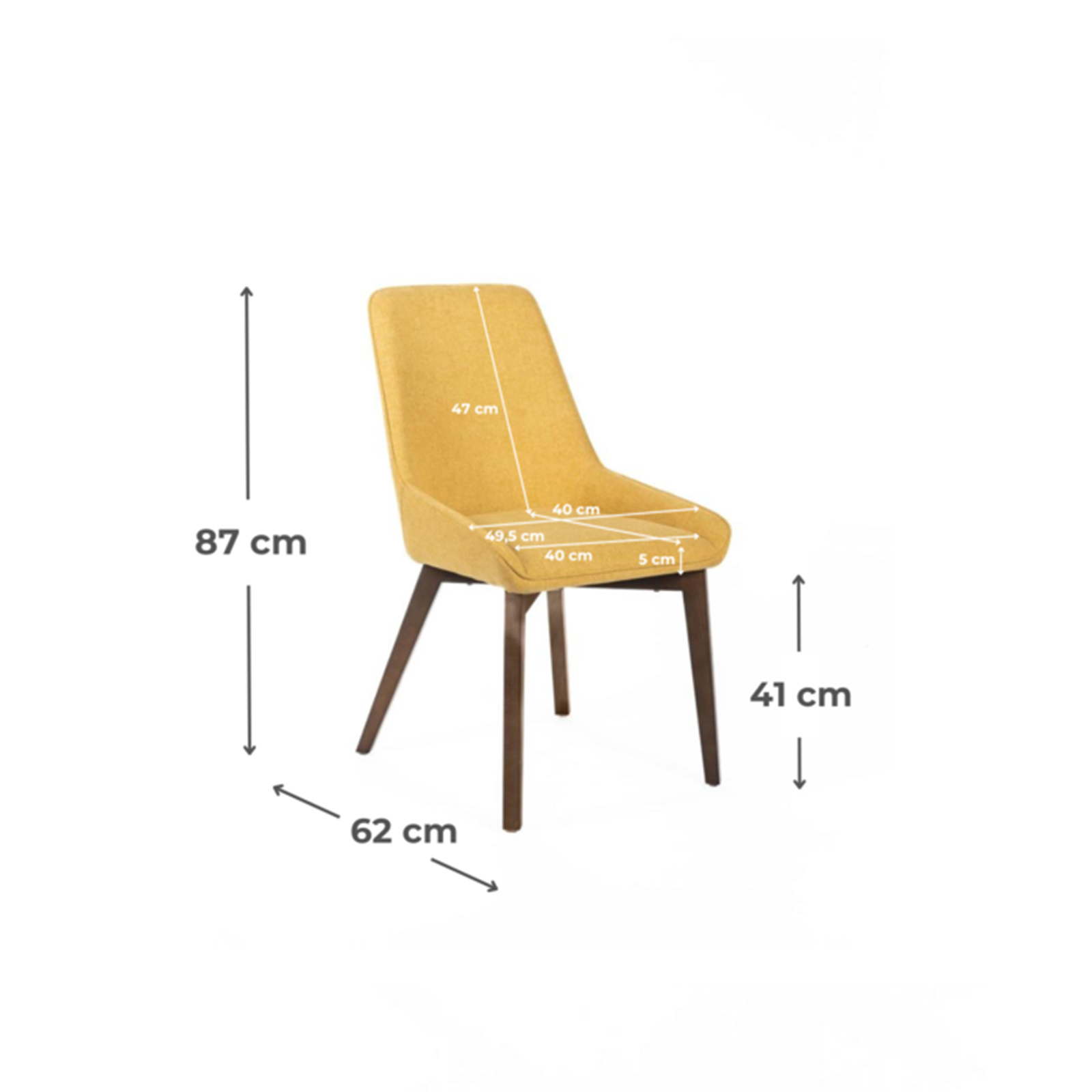 Set of modern "Orchidea" upholstered living room chairs in fabric, 49.5x62 cm, 87h