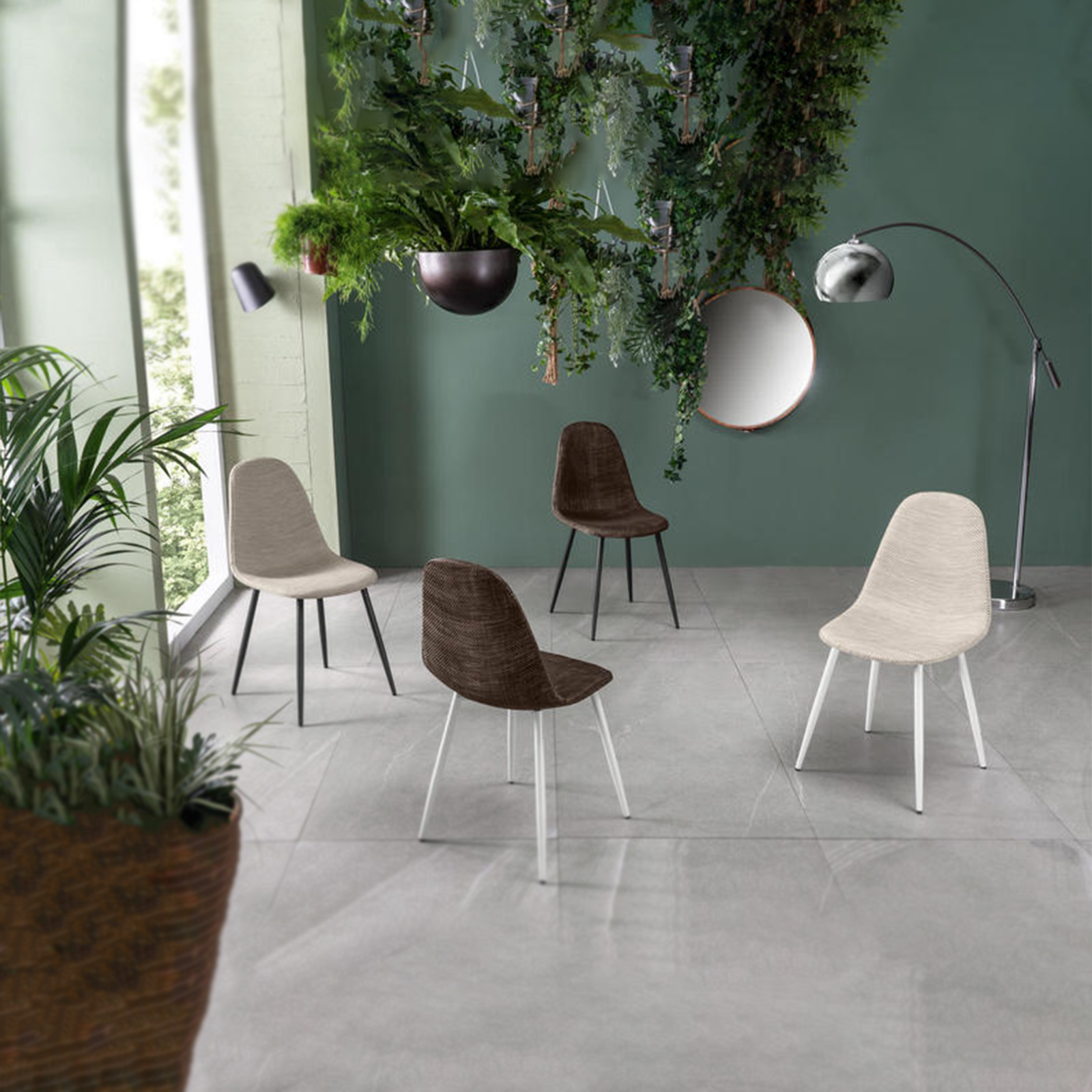 Vintage "Florida" Rattan Faux Leather Dining Chair Set