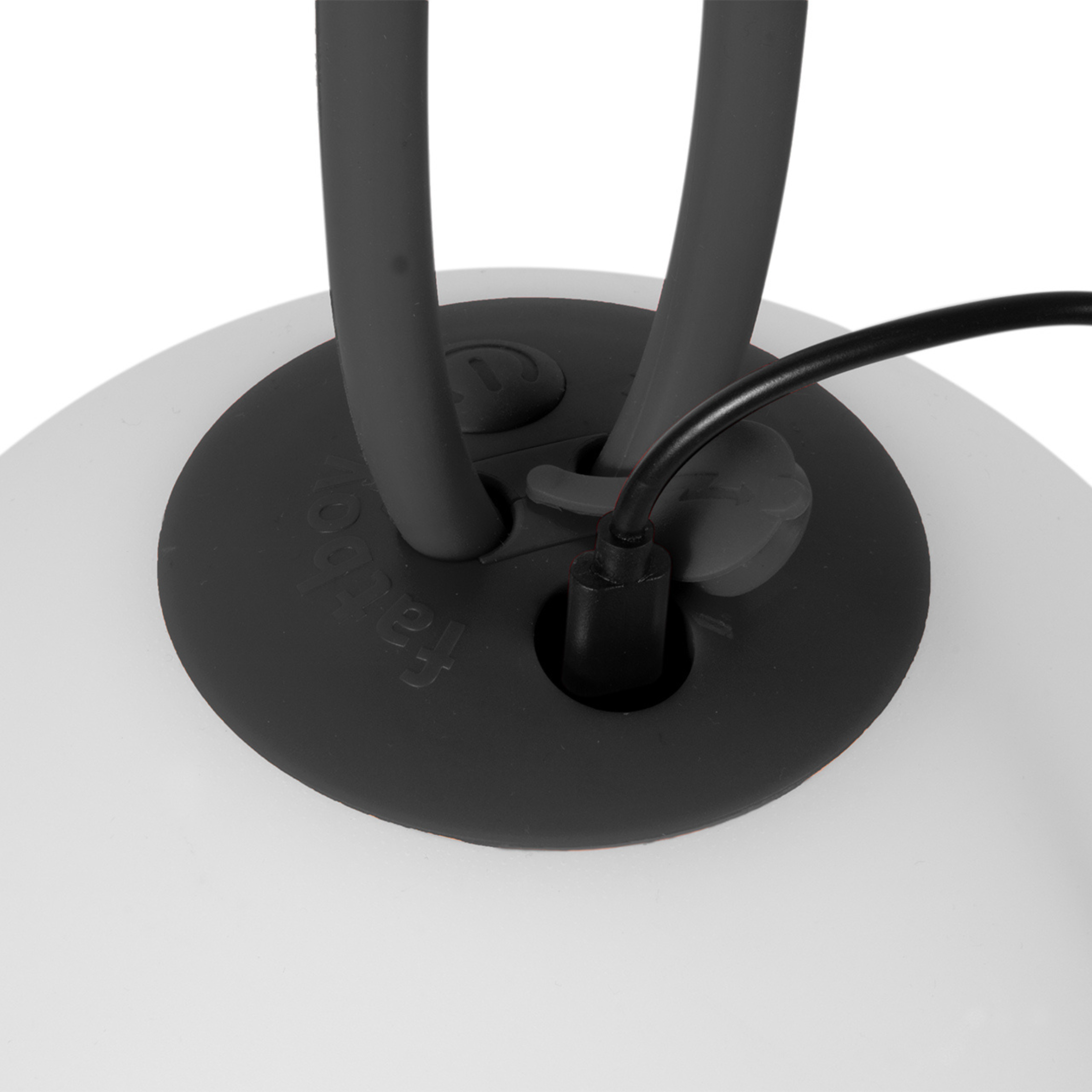 Set of 2 "Bolleke" battery-powered LED hanging lamps in HDPE with rubber hook, 20x20 cm