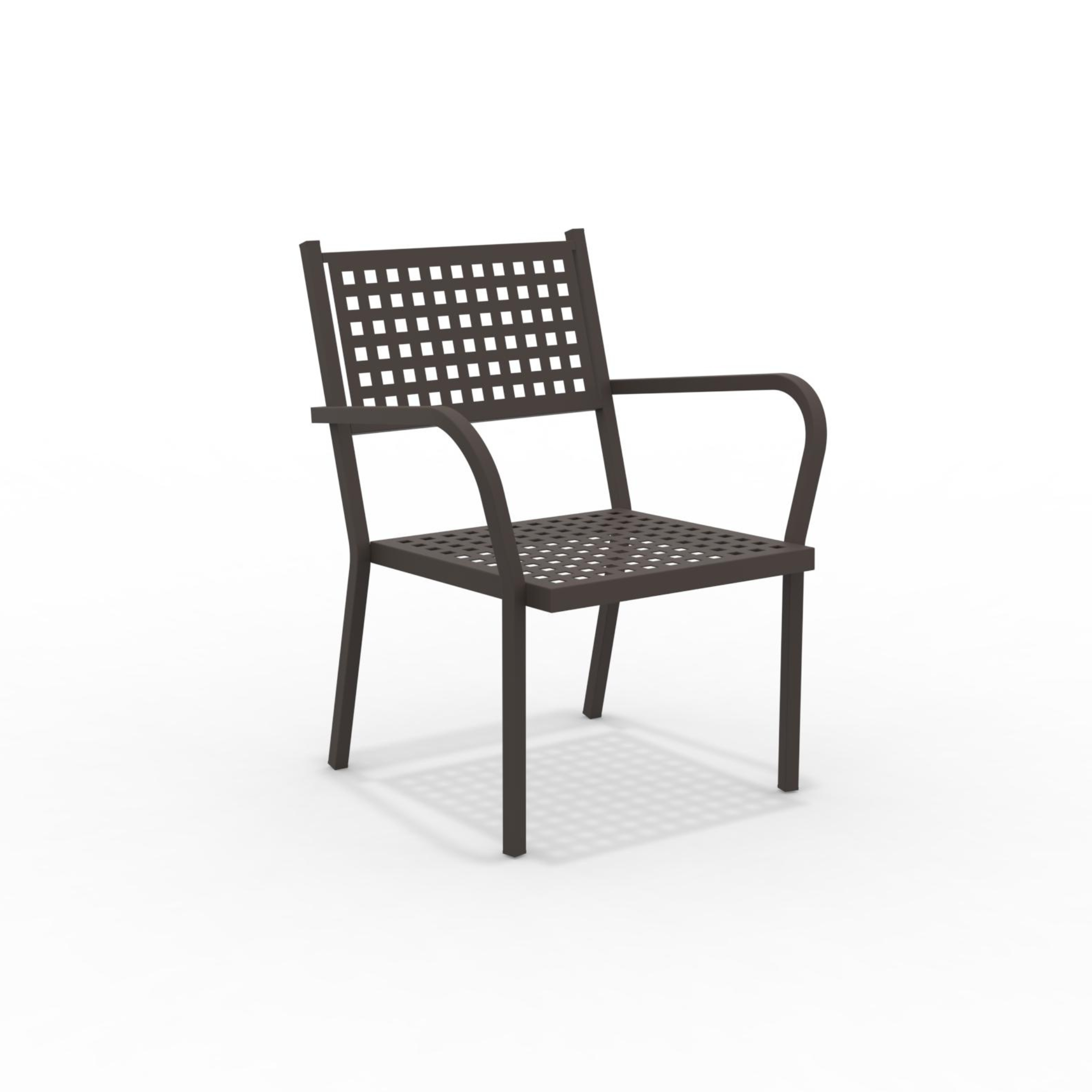 Set of modern "Alice" low stackable metal garden armchairs, 65x63 cm, 77 cm high.
