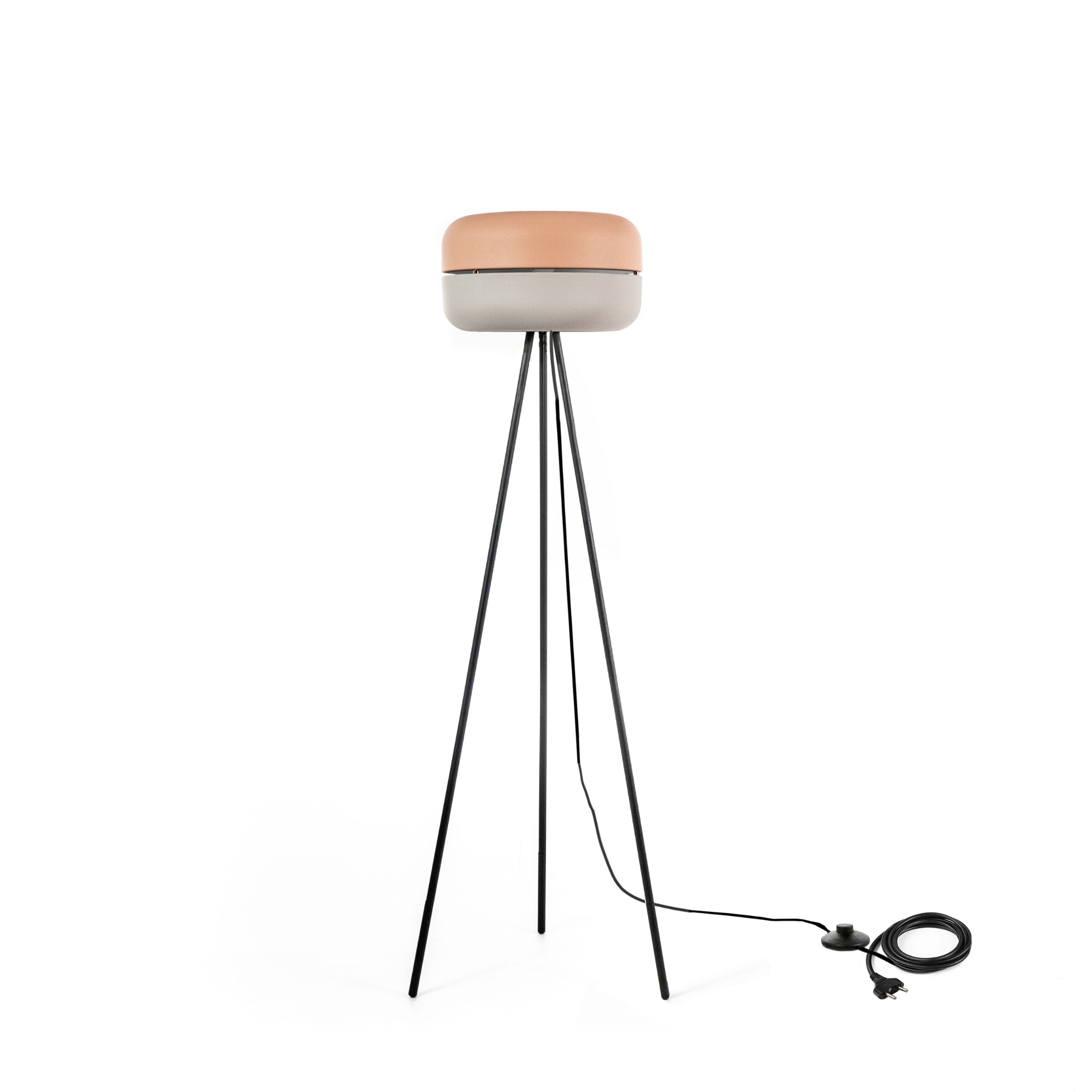 Metal lamp with "Spica" lampshade, floor, table and hanging