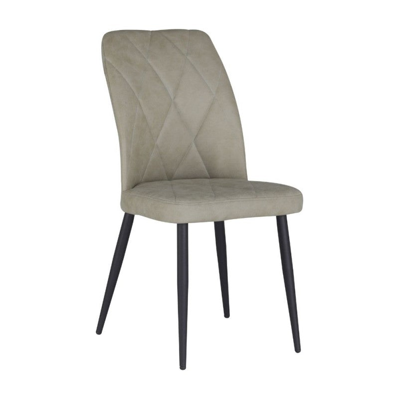 Set of "Vika" dining chairs upholstered in fabric with black metal legs, 48x58 cm, 90 cm high.