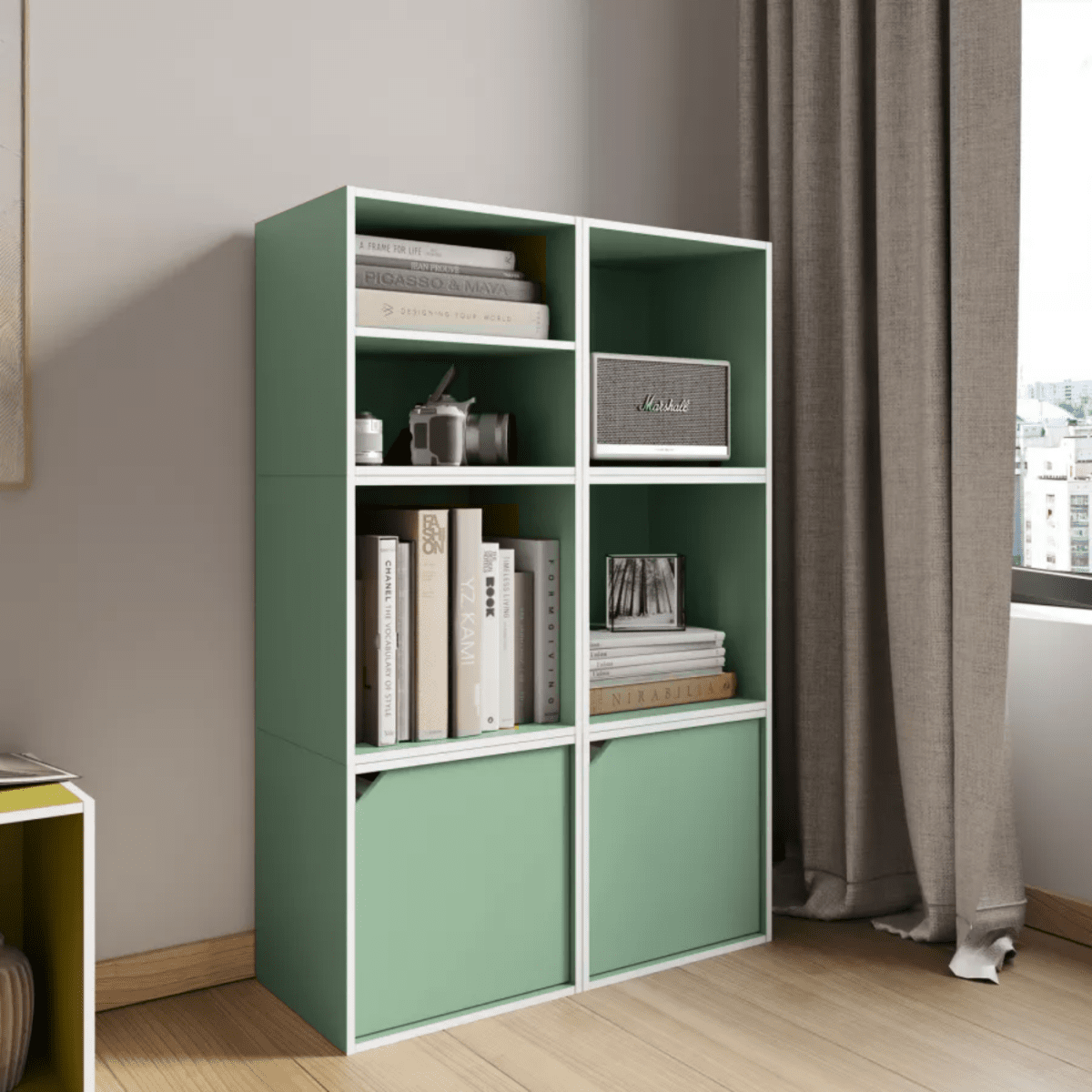 Mensola a giorno colorata "Cubo" in legno cm 35x35 29h - MondoViro