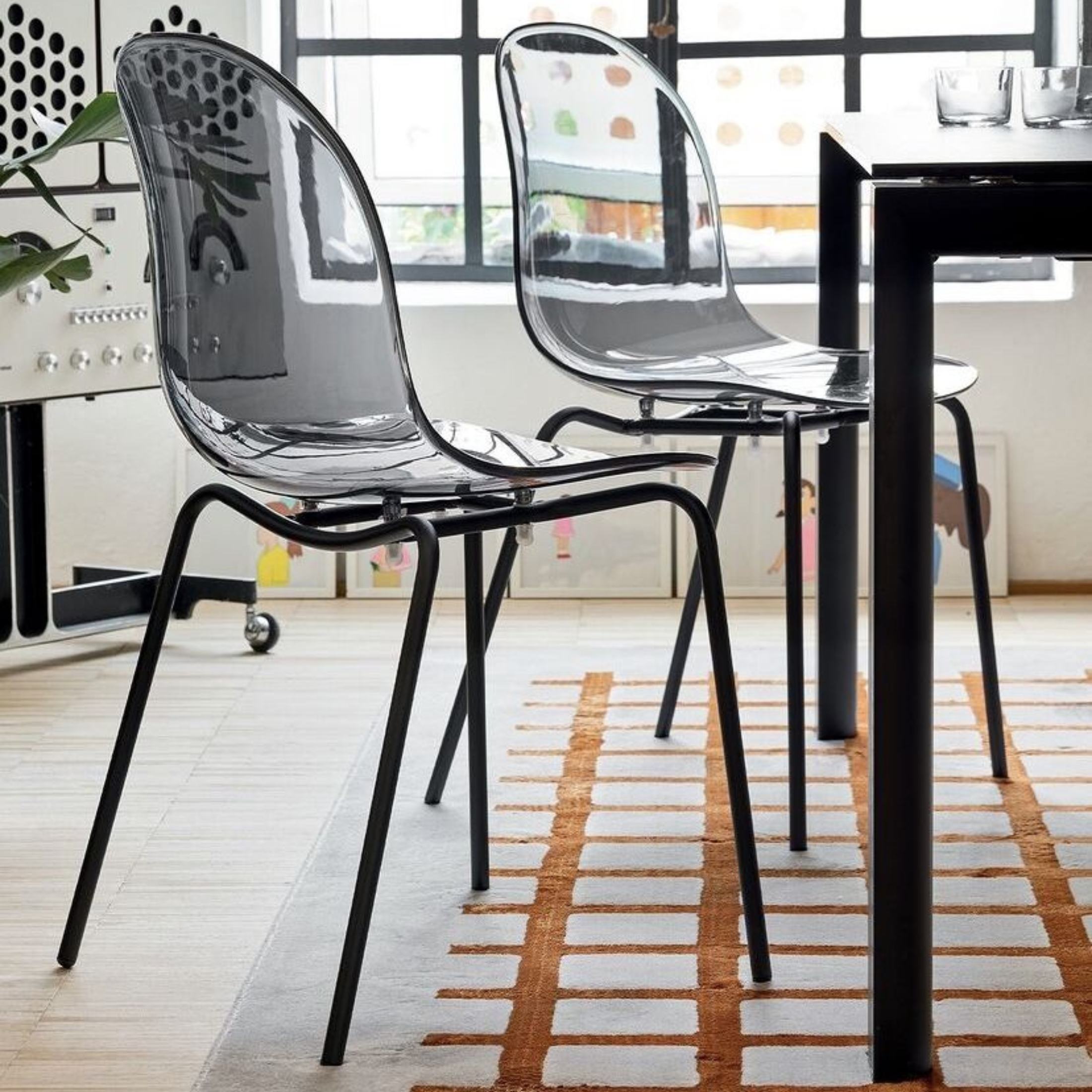 Set of modern living room chairs "Academy" in transparent polycarbonate 49x51 cm 84h