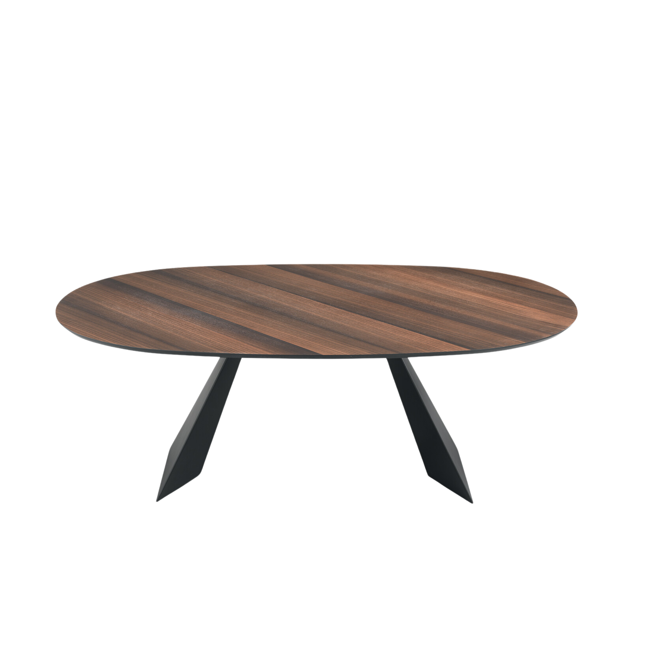 "Nargy" modern fixed dining table with metal base and oak top, 210x109 cm, 75 cm high