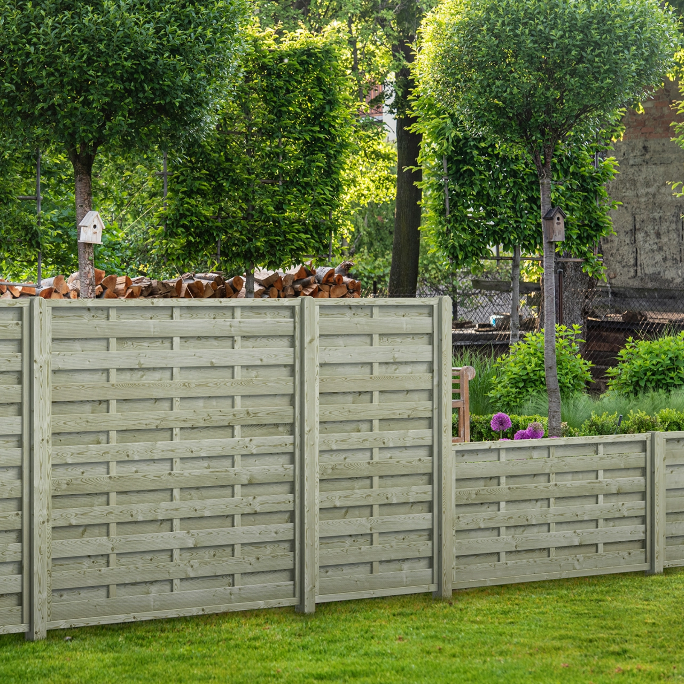 "Caterina" privacy screen made of impregnated conifer wood, 180 cm high