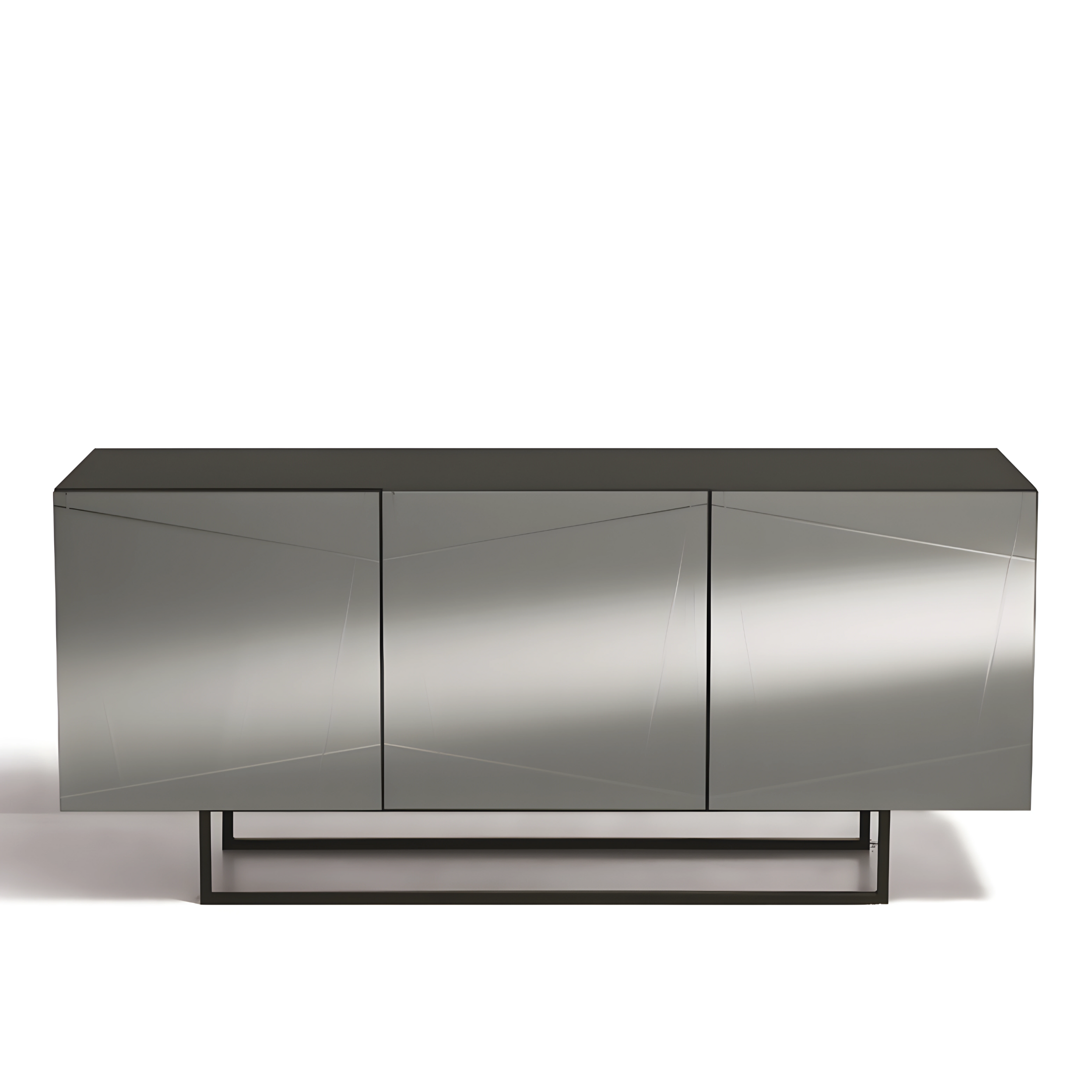 Modern, pre-assembled wooden sideboard "Conty" with 3 mirrored doors, 180x50 cm, h80 cm