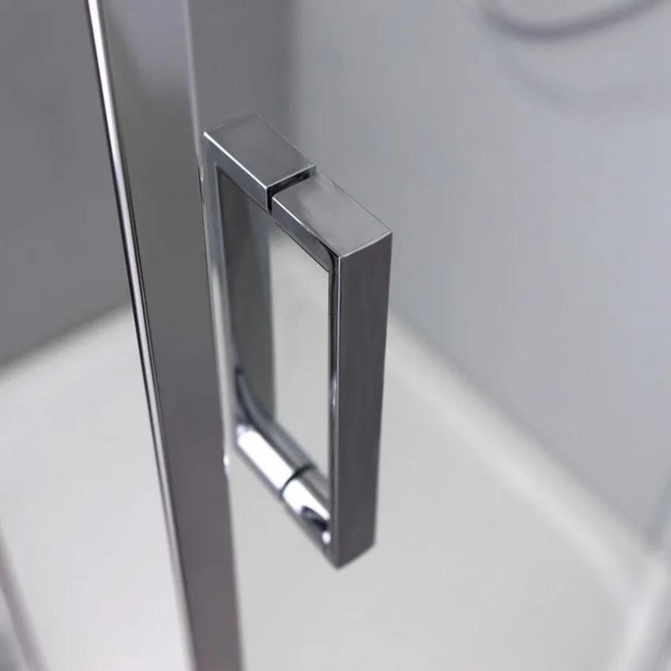 Modern shower enclosure with flat profile "Ferrara Two" in tempered glass and aluminum