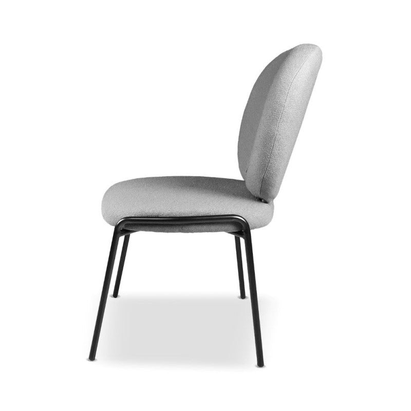 Set of "Sirio" dining chairs upholstered in Teddy fabric with black metal legs, 53x39 cm, 94h