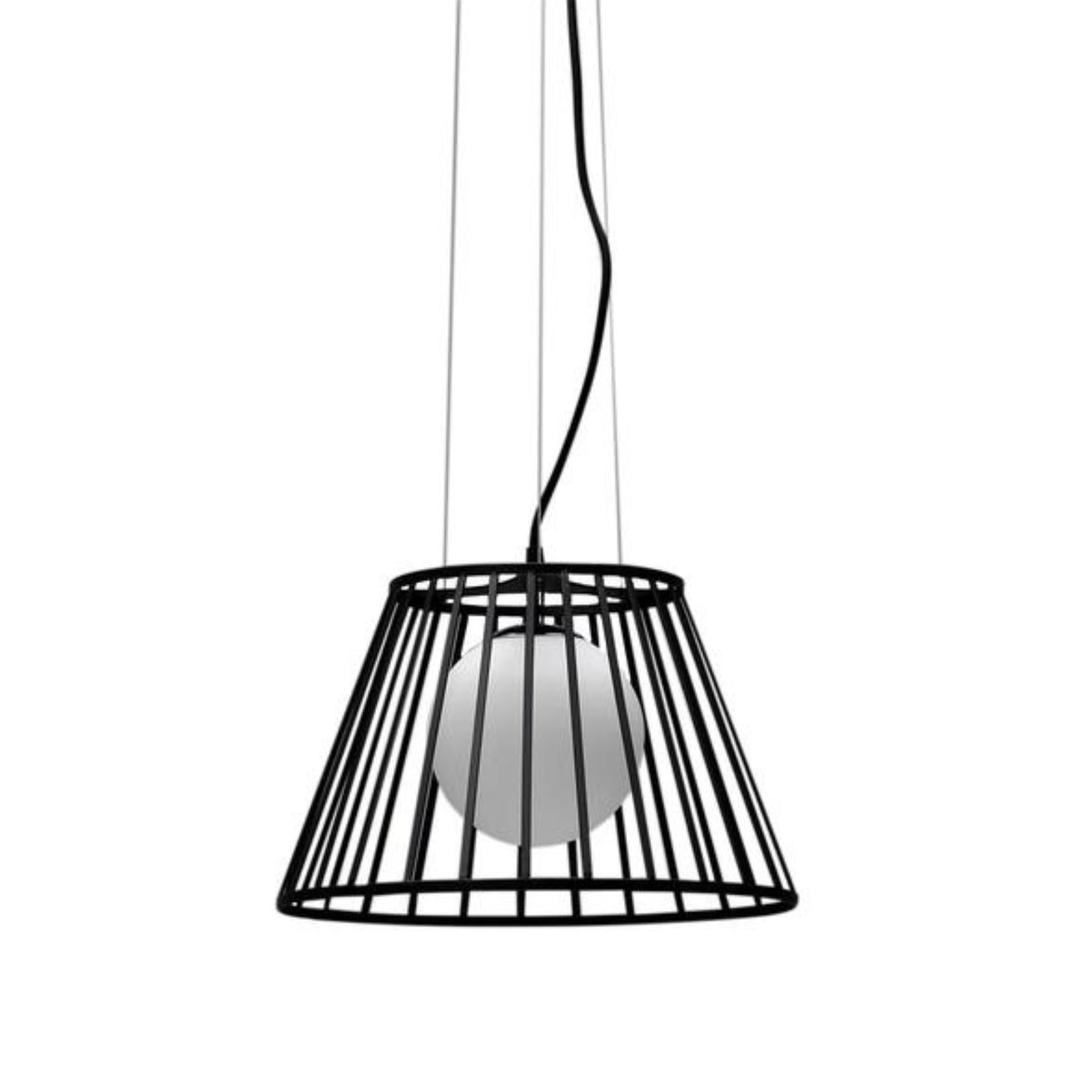 "Antares" black metal pendant lamp with adjustable cable, 35x35 cm, 120 cm high.