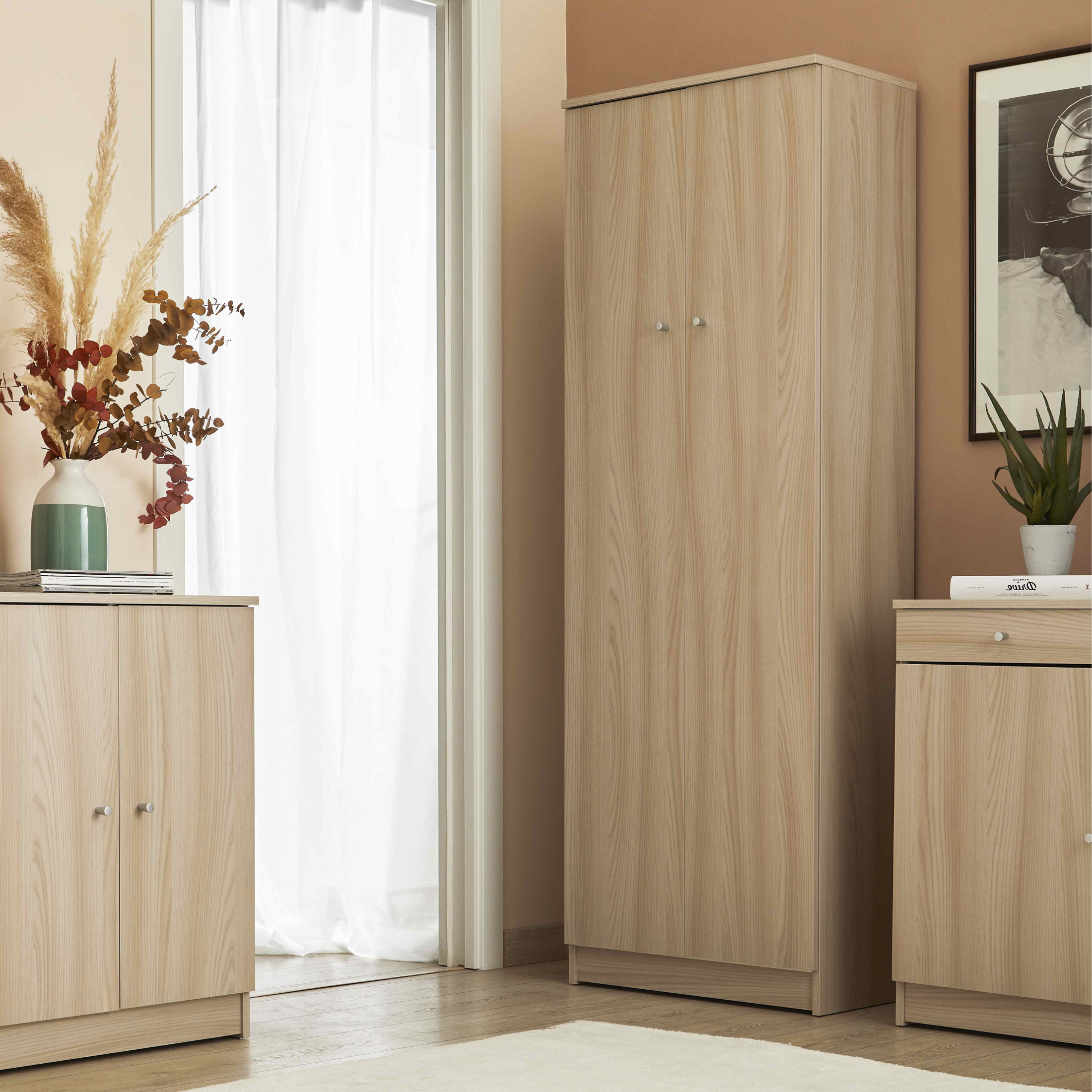 Modern "Gioia" 2-door wooden entrance hall cabinet, 62x34 cm, 183 cm high