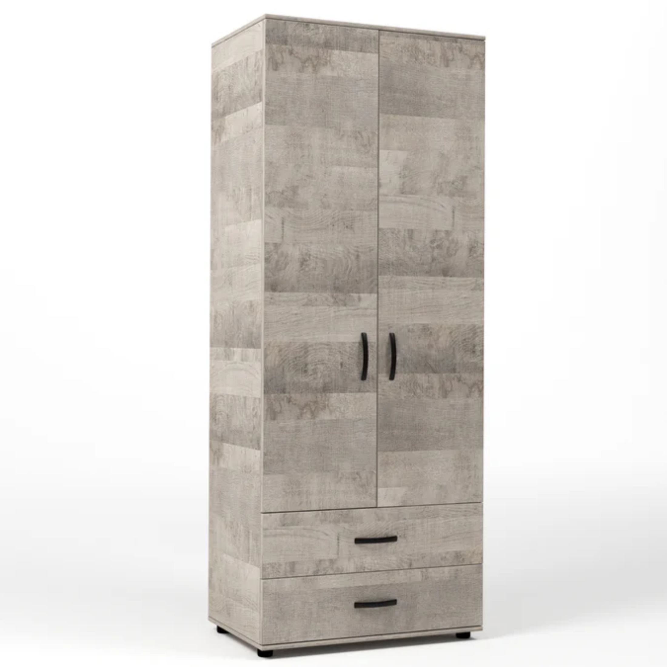 "Clay" wooden wardrobe with 2 doors and 2 drawers, 80x52 cm, 205 cm high