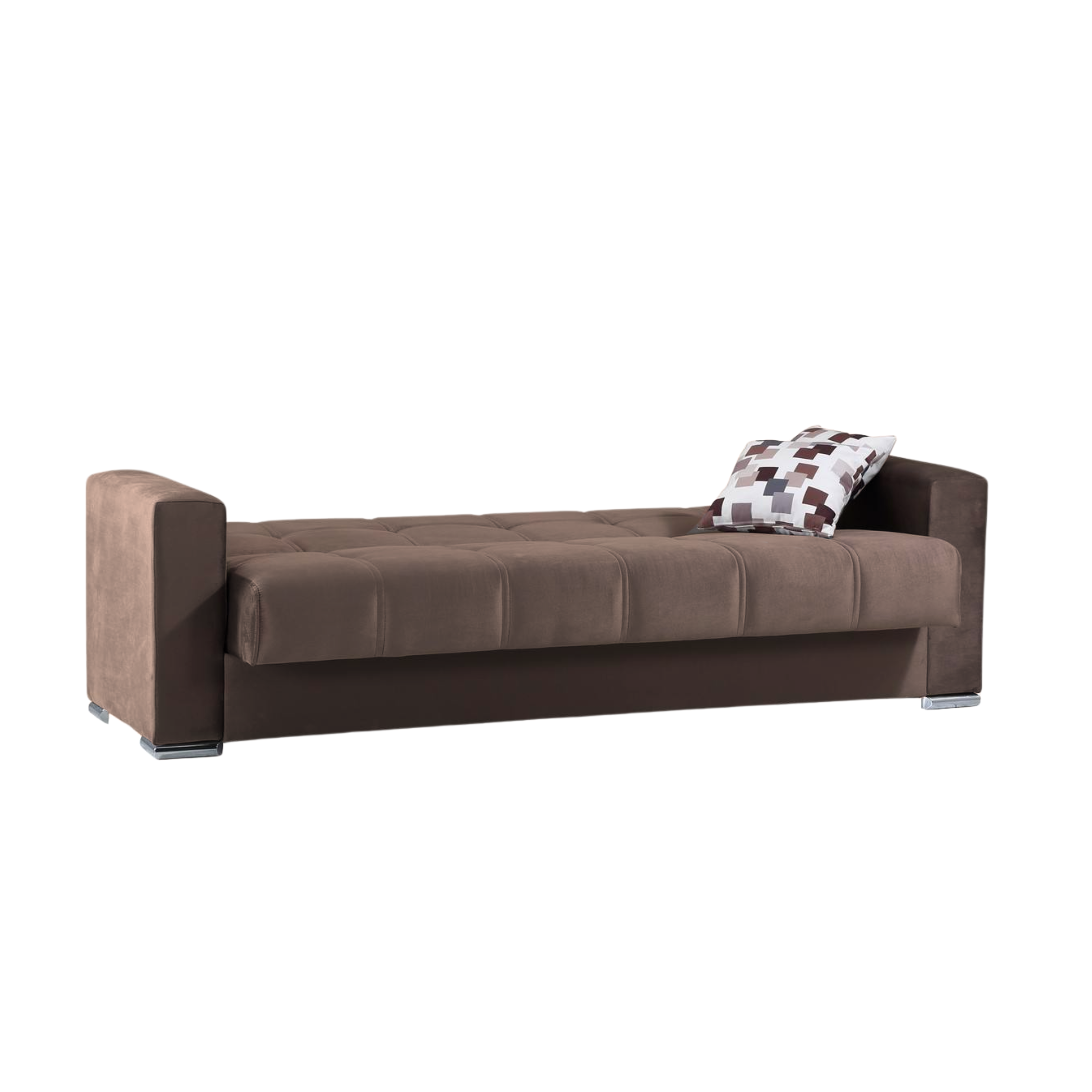 "Alba" 3-seater sofa bed with storage in fabric with chromed feet, 226x85 cm, 92h