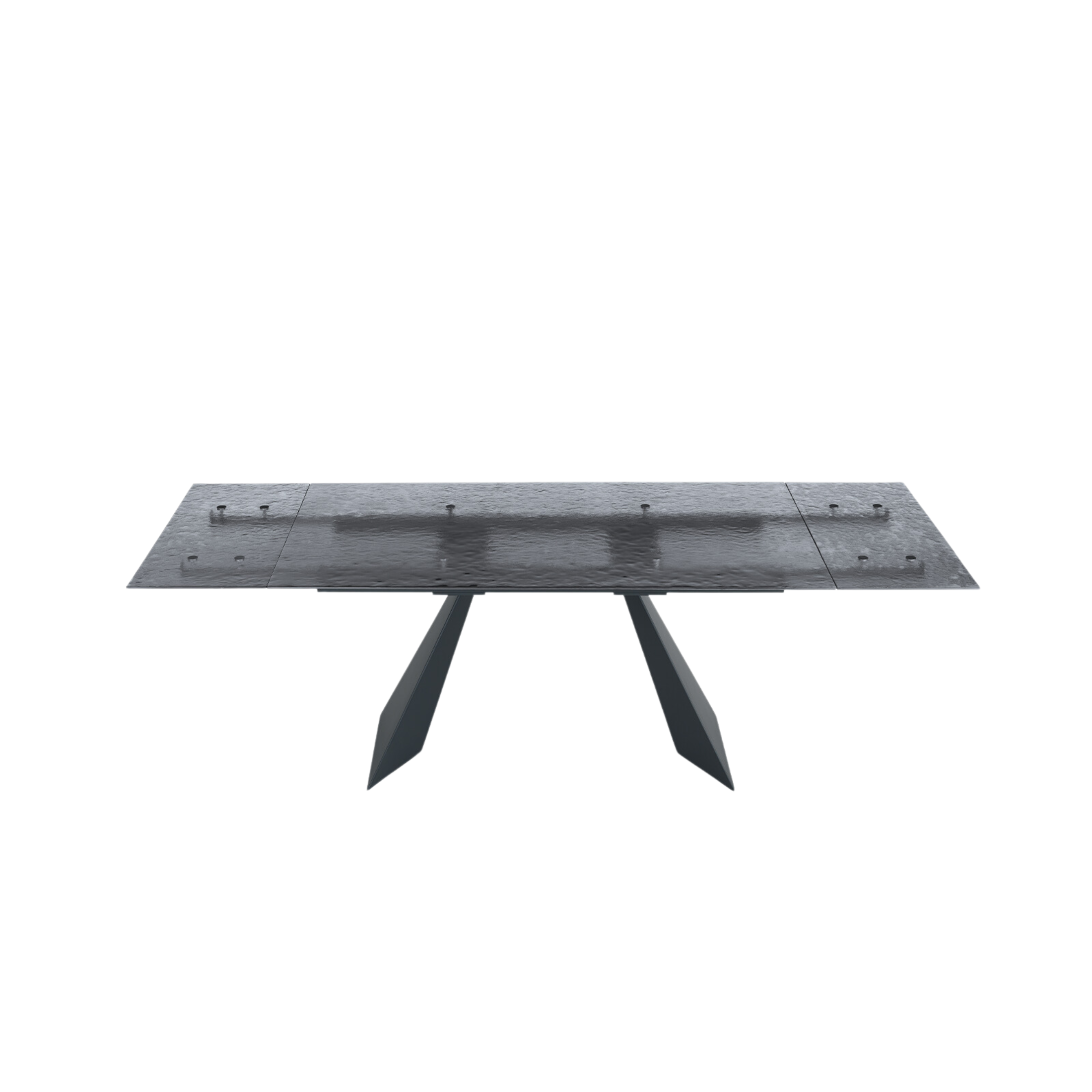 "Rubino" extendable dining table with hammered glass top